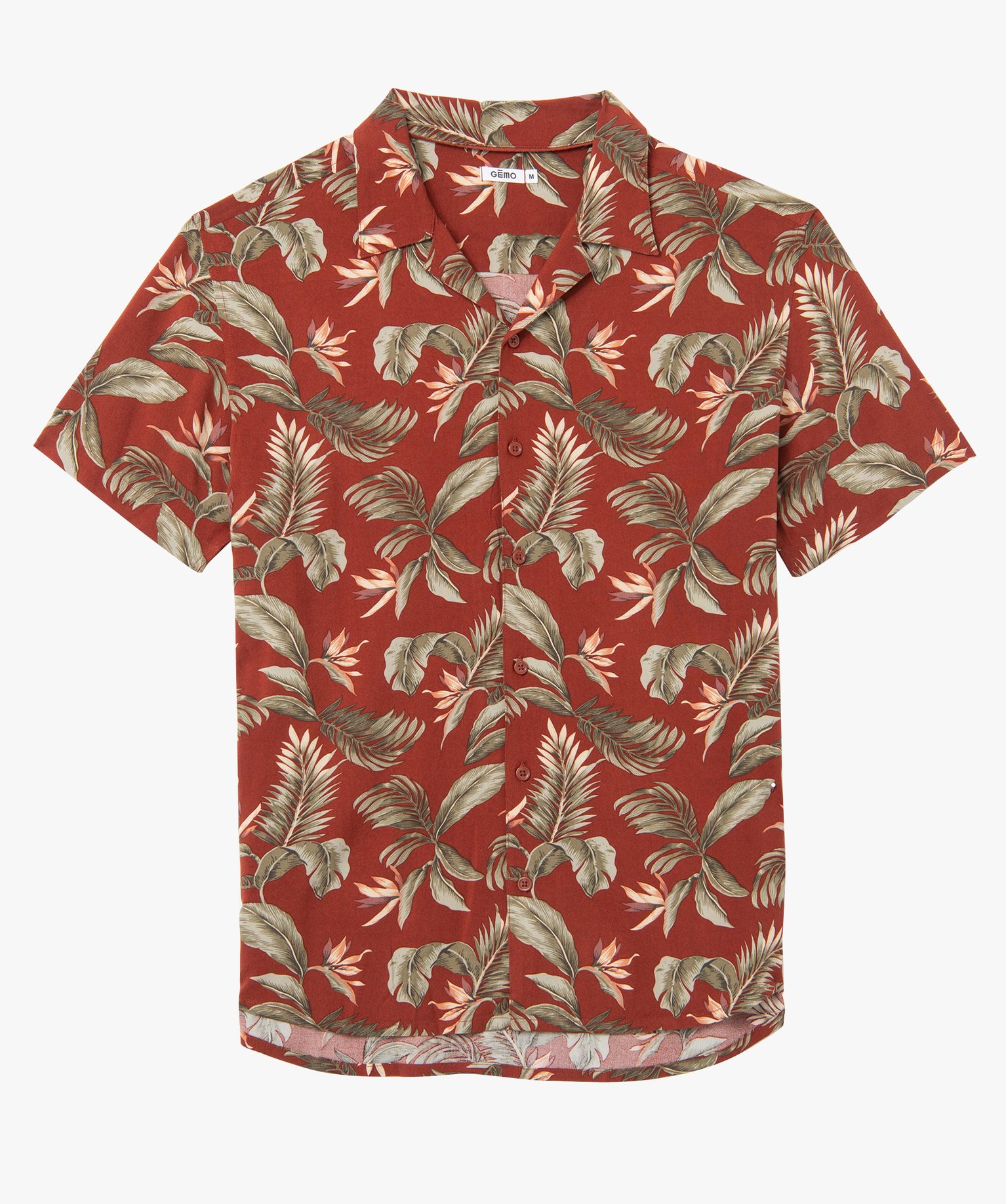 Chemise homme à manches courtes en viscose fluide imprimée imprime | GEMO