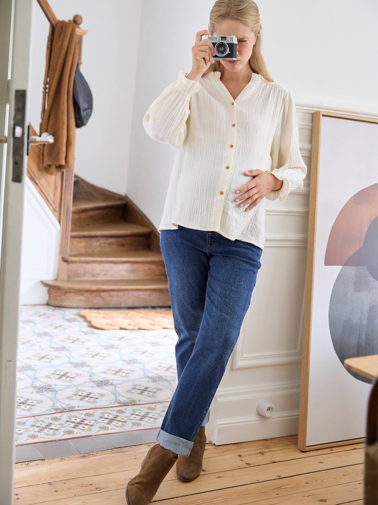 Vertbaudet Umstand-Jeans, Straight-Fit - blue stone