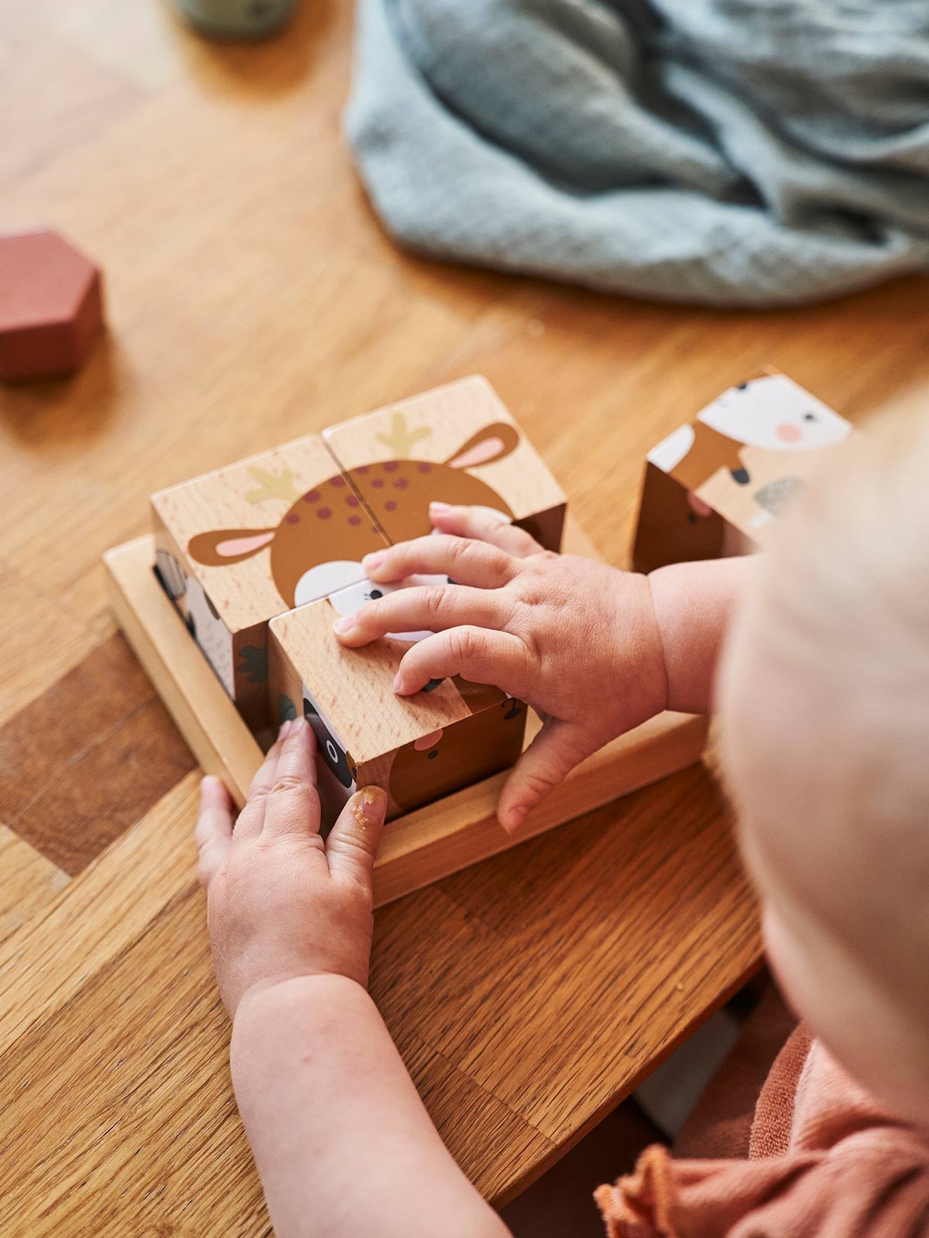 Vertbaudet Baby Würfelpuzzle MÄRCHENWALD, Holz FSC - mehrfarbig