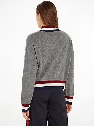 TOMMY HILFIGER Damen Strickpullover WOOL CASHMERE MOCK-NK SWT Relaxed Fit