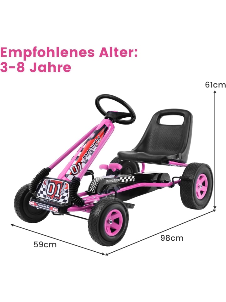 COSTWAY Gokart ab 3 Jahren in Rosa günstig kaufen onesize