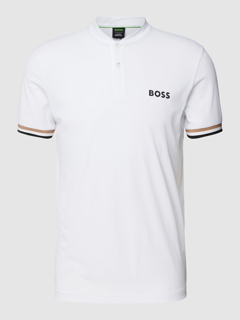 Slim Fit Poloshirt mit Stehkragen Modell 'Pariq' in weiß