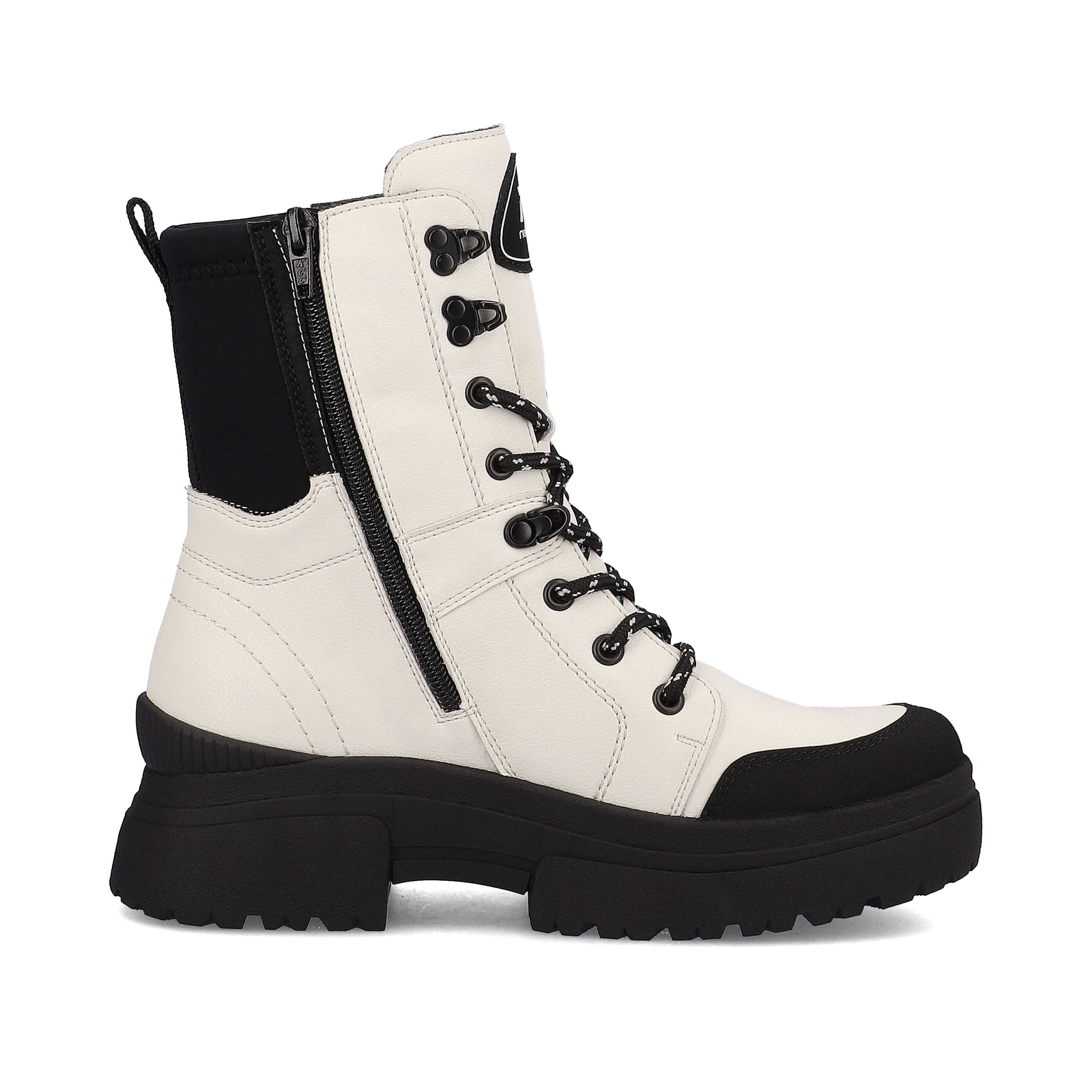 Rieker Damen Schnürstiefel snow-white deep-black