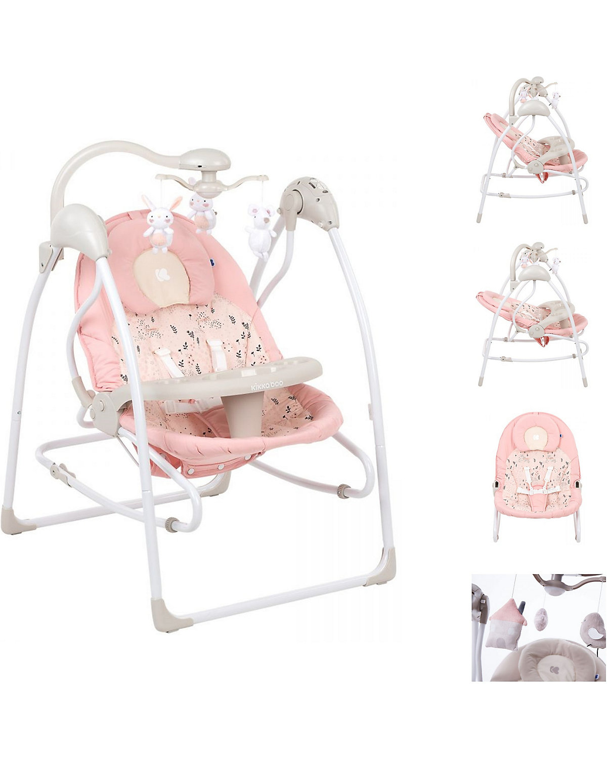 Babyschaukel Mia 2in1, Schaukelstuhl Musik verstellbare Rückenlehne Babywippen