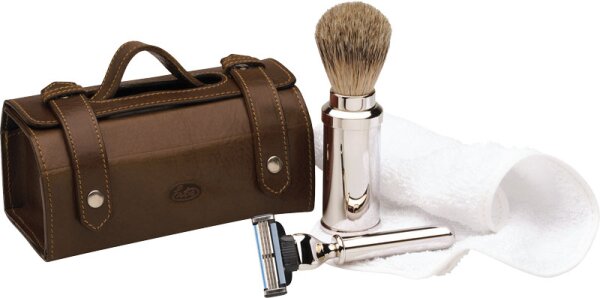 Erbe Solingen 4-teilig Herren-Reiseset - braun 15 x 8 - 5 cm Rasierset