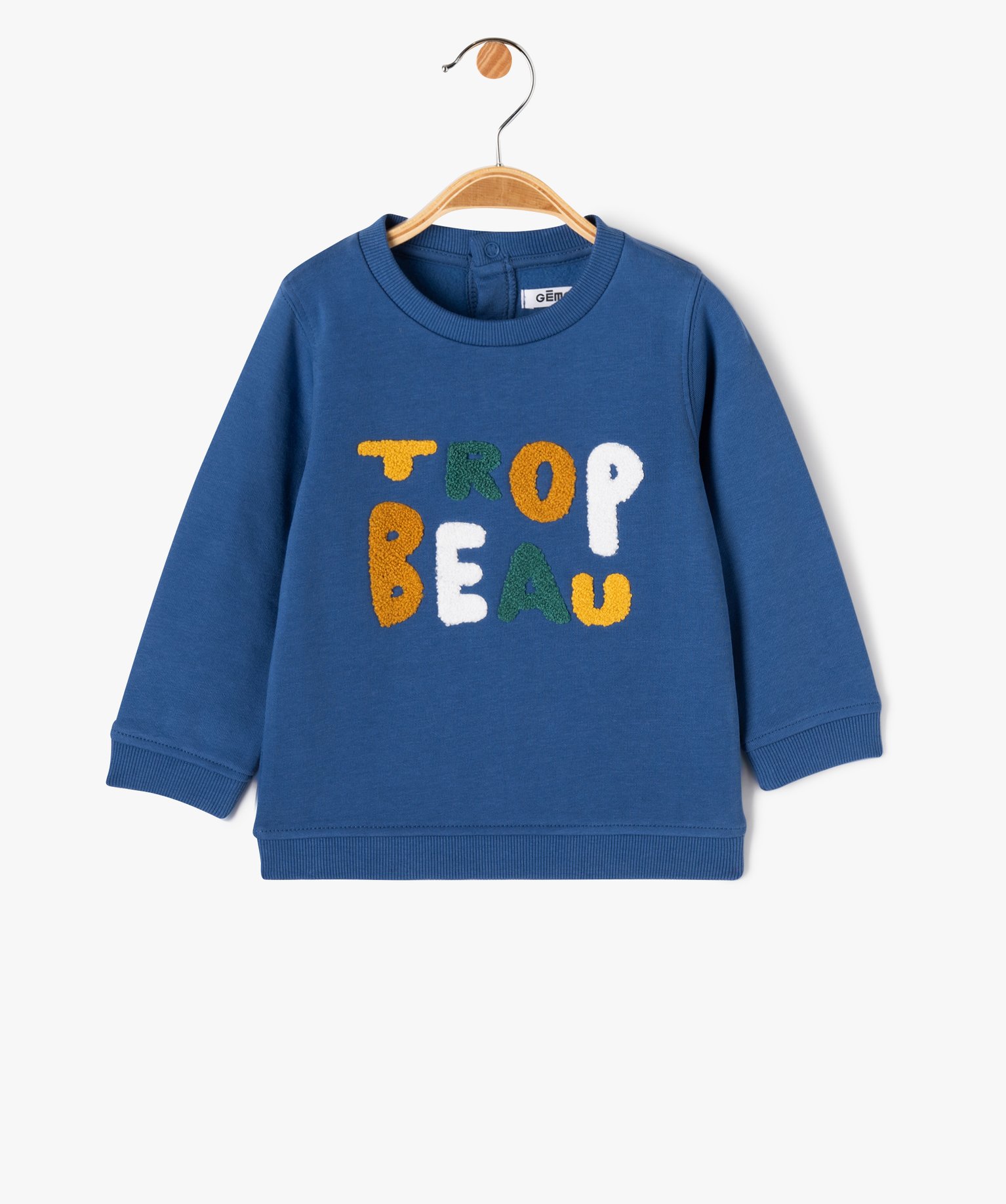 Sweat en molleton doux avec motifs bébé Garçon bleu | GEMO