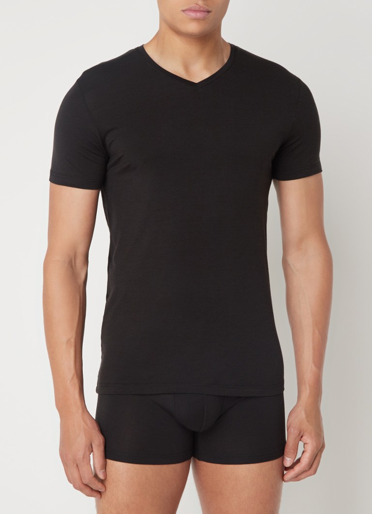 Falke wool blend T-shirt with V-neck