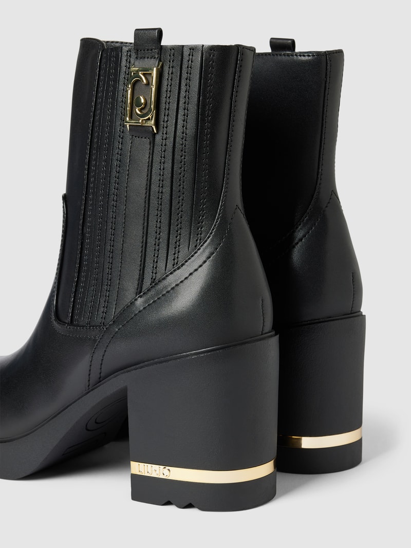 Stiefel mit Label-Detail Modell 'Gloria' in schwarz
