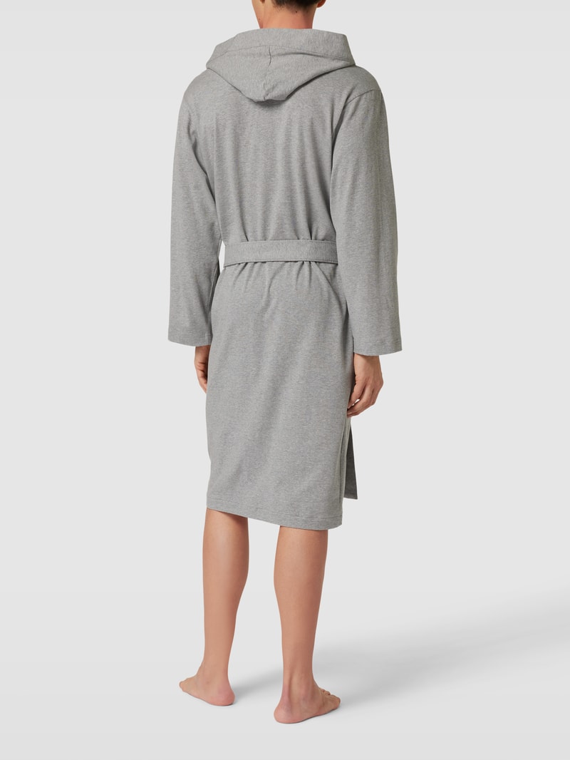 Bademantel mit Label-Print Modell 'Identity' in hellgrau