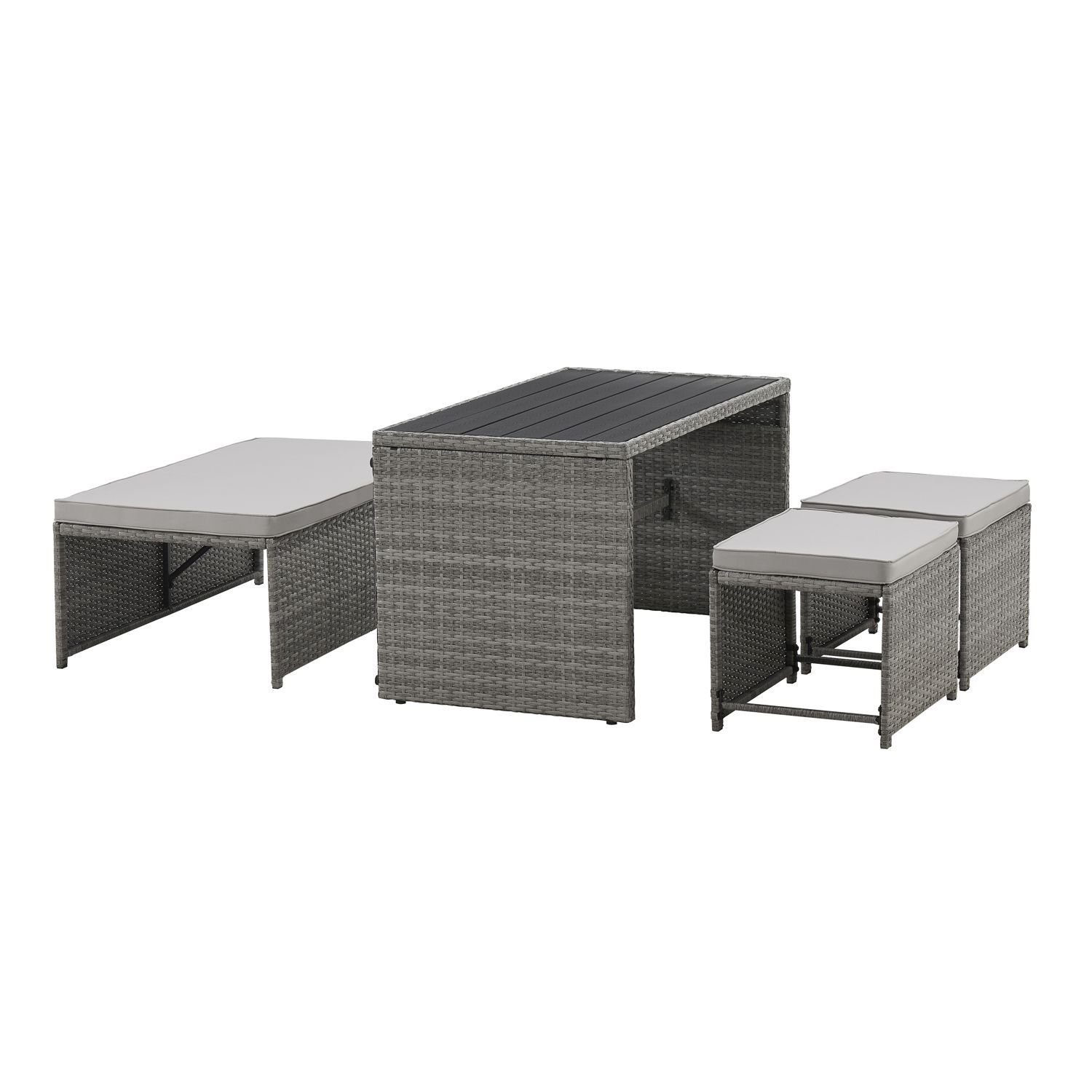 Juskys Gartenlounge-Set Jamaika, 2in1 Polyrattan Set, wetterbeständig