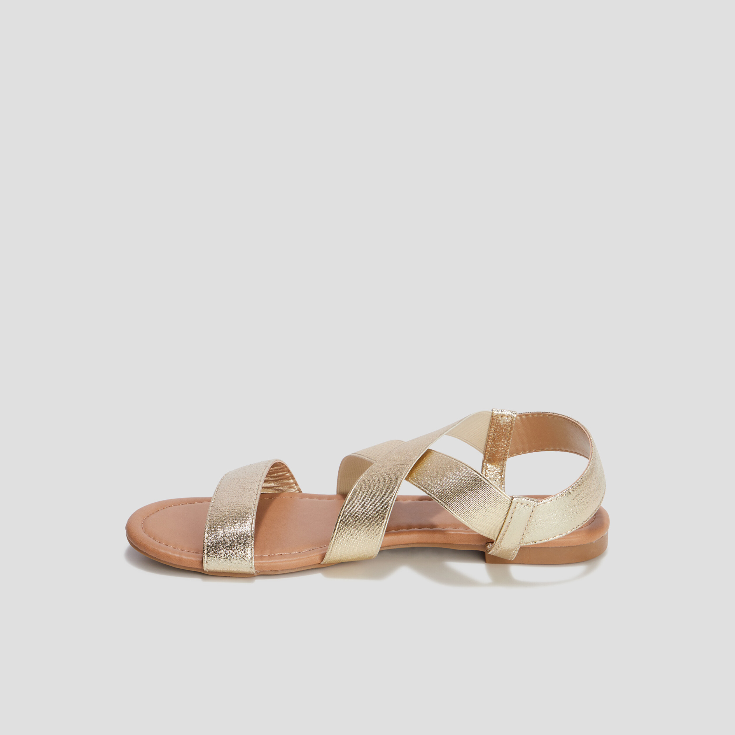 Sandales plates jaune or femme | La Halle
