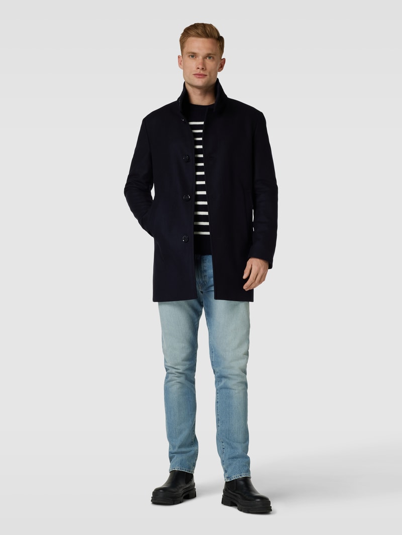 Mantel mit Stehkragen Modell 'Finchley' in marineblau