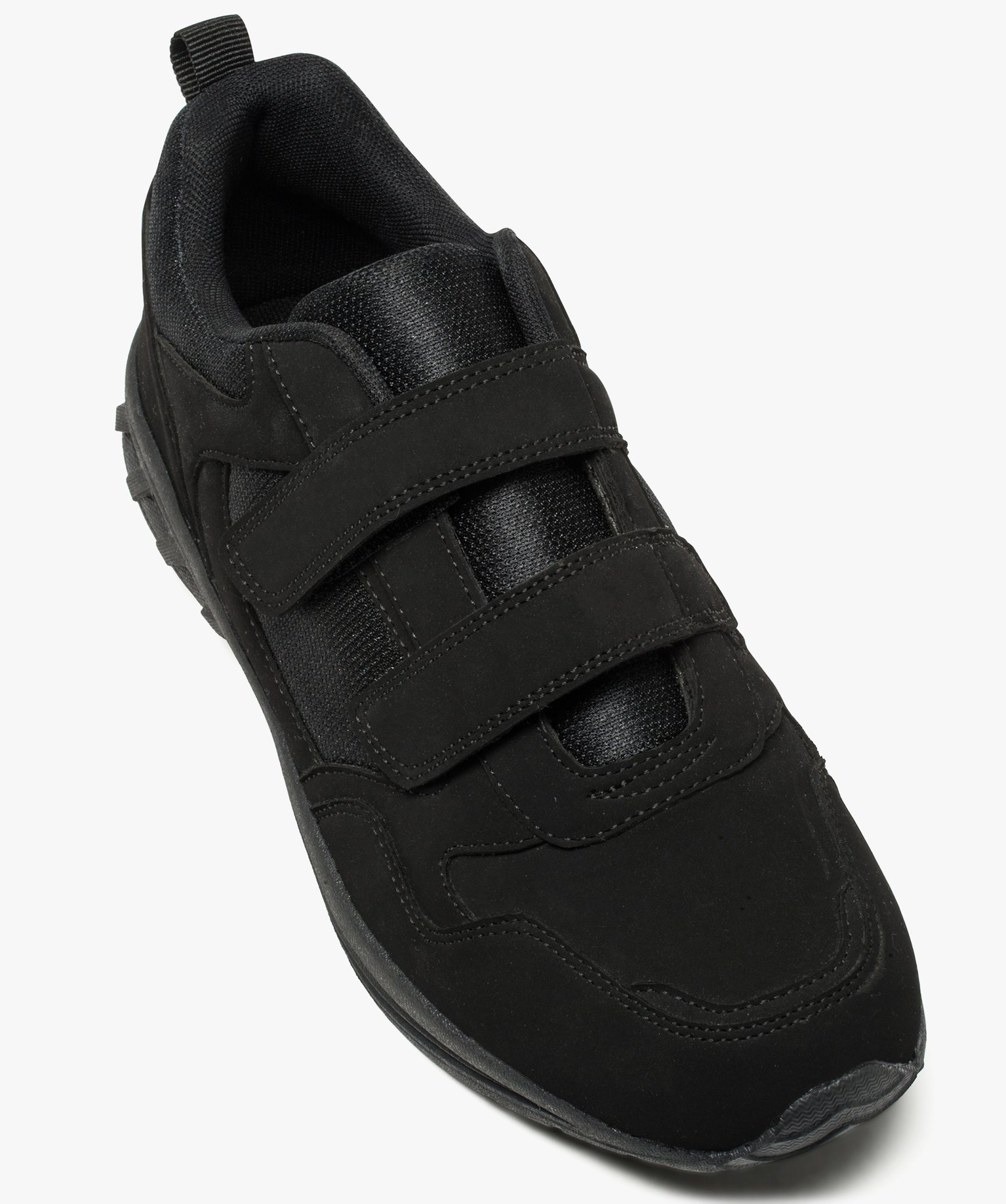 Baskets homme mesh et suédine fermeture scratch noir | GEMO