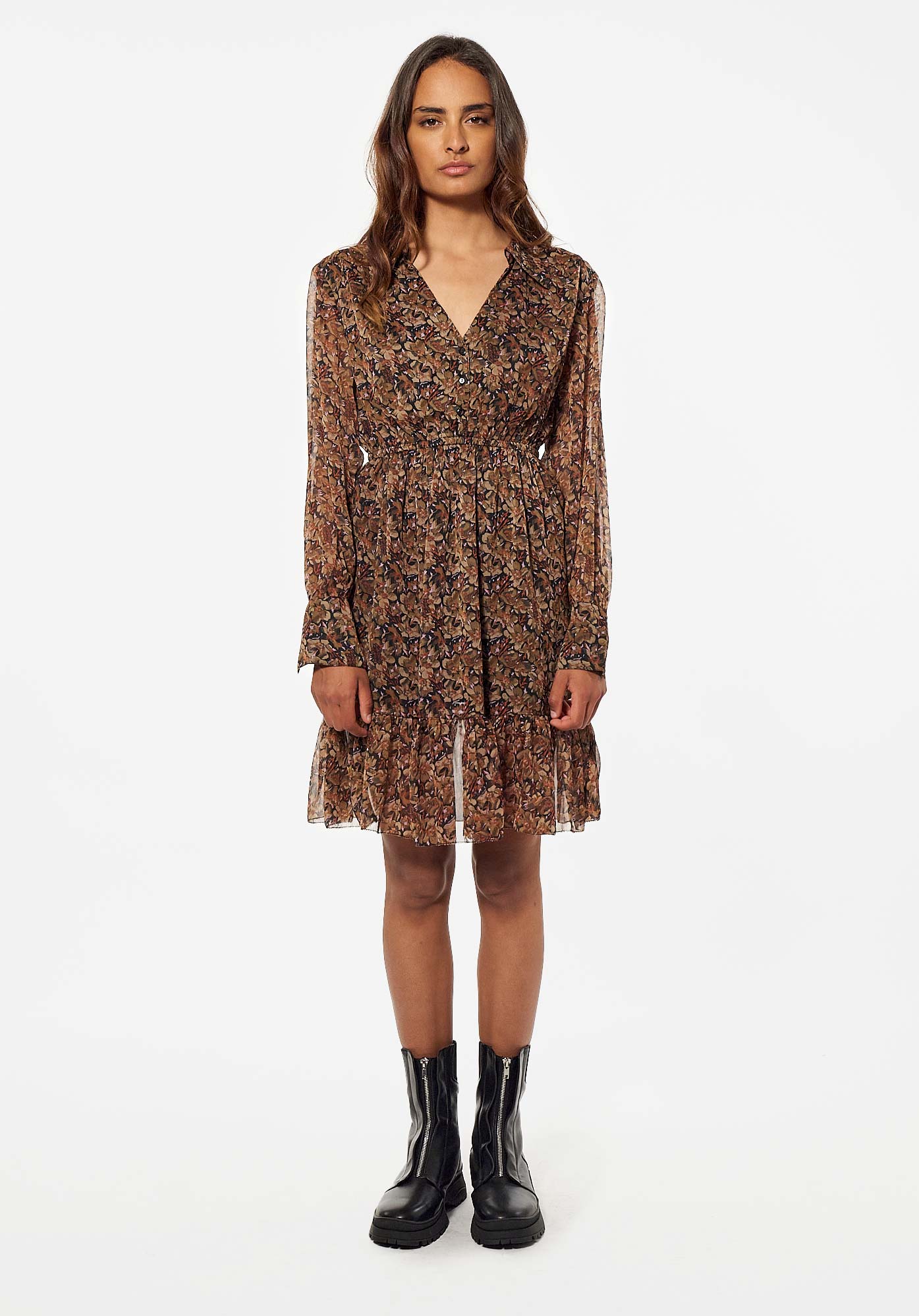 NAWA   Robe fleurie marron Femme