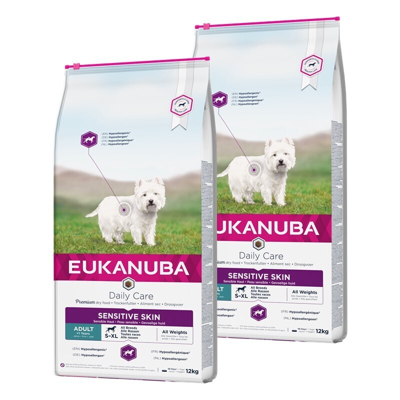EUKANUBA Hundetrockenfutter EUKANUBA Daily Care Sensible Haut 2x12 kg