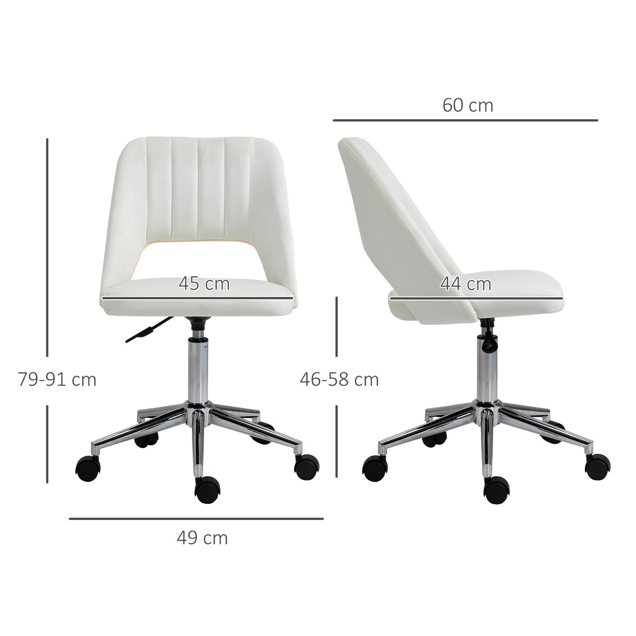 Vinsetto Bürostuhl Drehstuhl Schreibtischstuhl Beige 49 x 60 x 79-91 cm