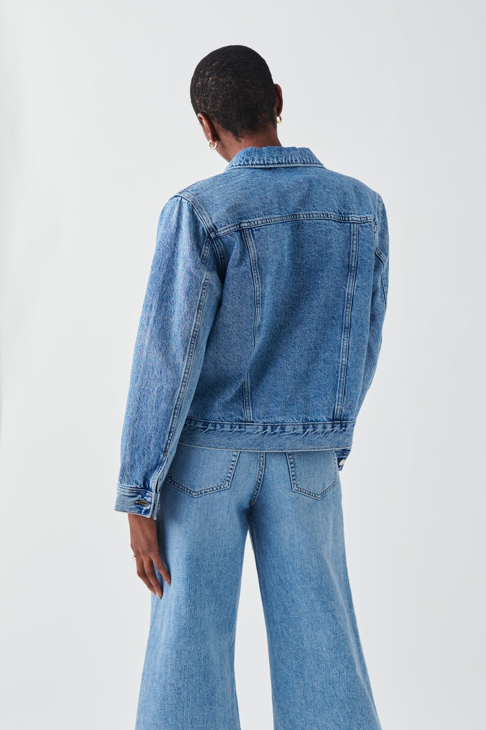 Shoulder padded denim jacket