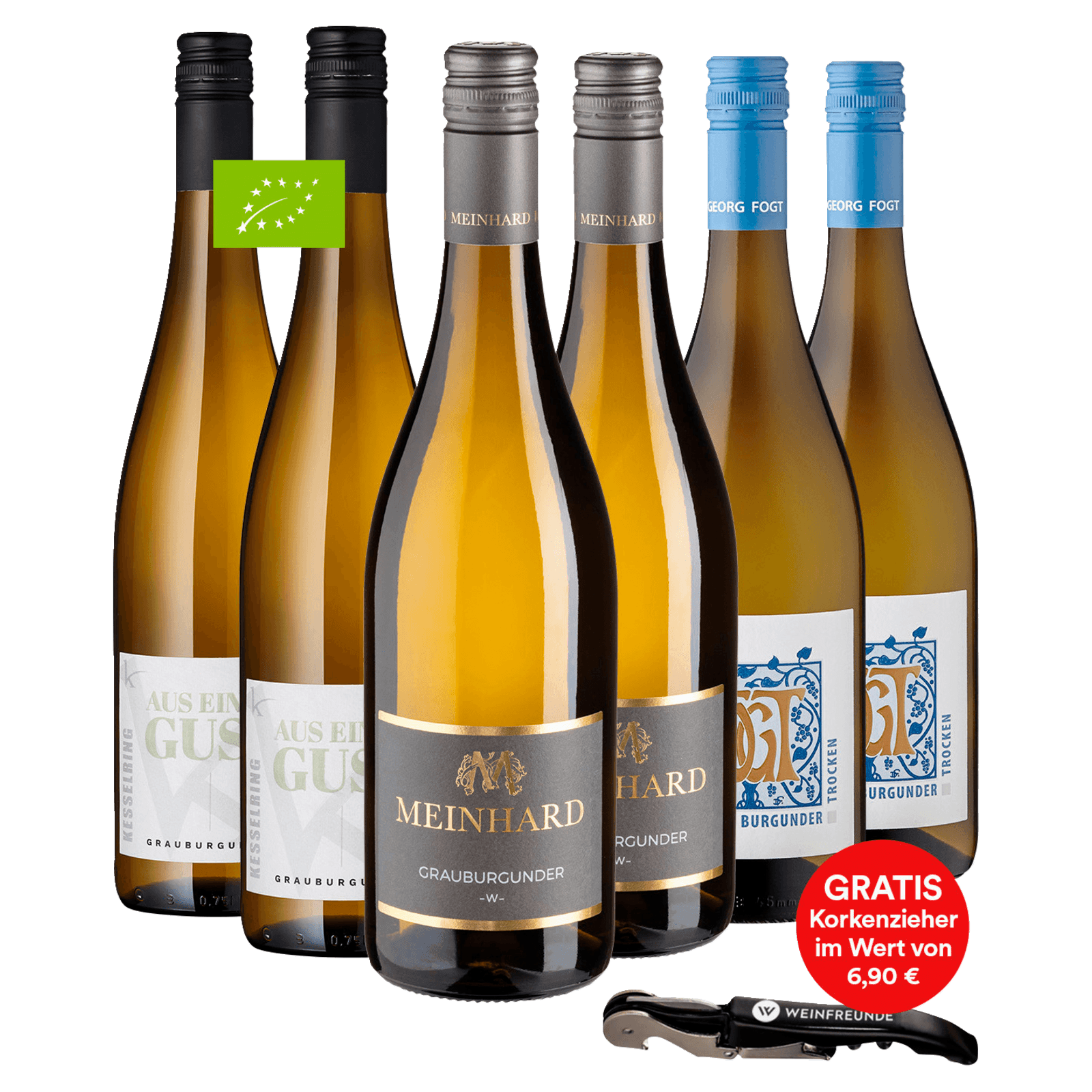 Weinset Weißwein Grauburgunder, 3-er Set, trocken 6x0,75l