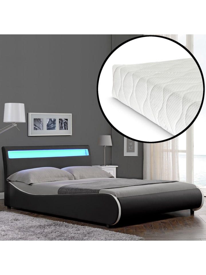 Corium LED Bett Valencia mit Matratze in Schwarz (B)140cm günstig kaufen onesize