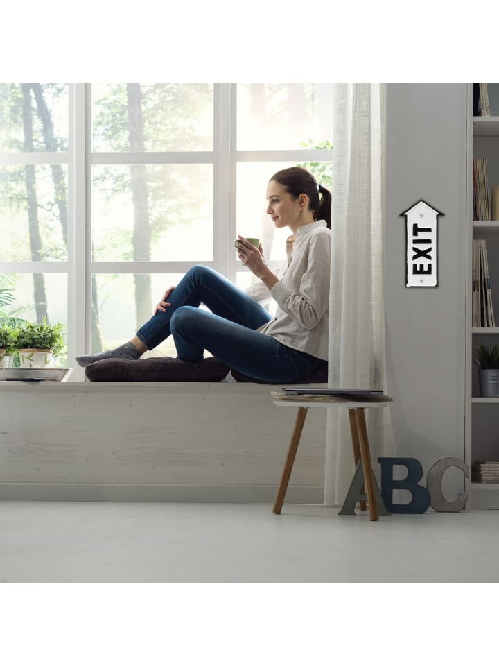 relaxdays Exit Schild in Weiß/schwarz günstig kaufen onesize