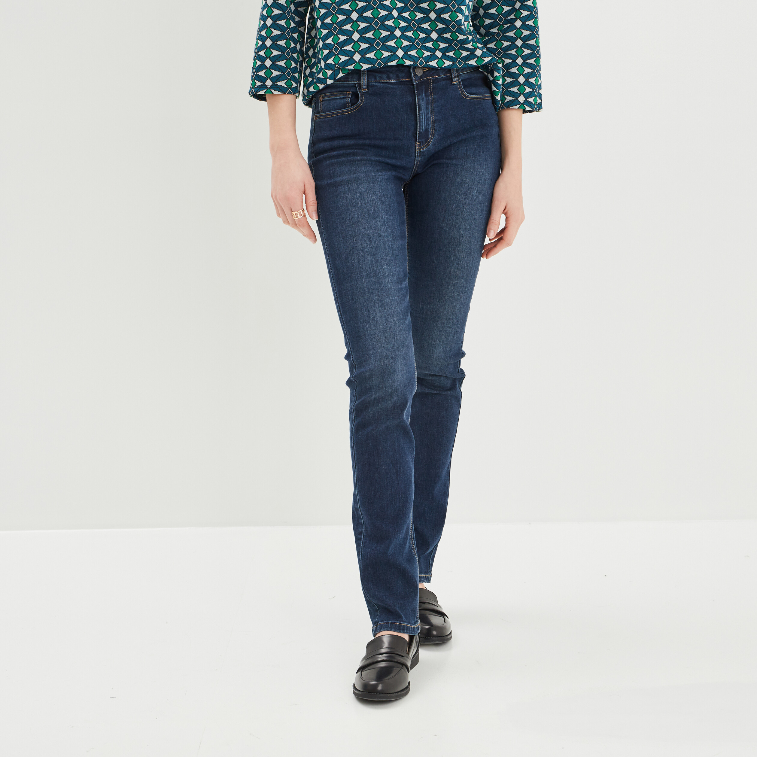 Jeans straight taille normale denim brut femme | La Halle