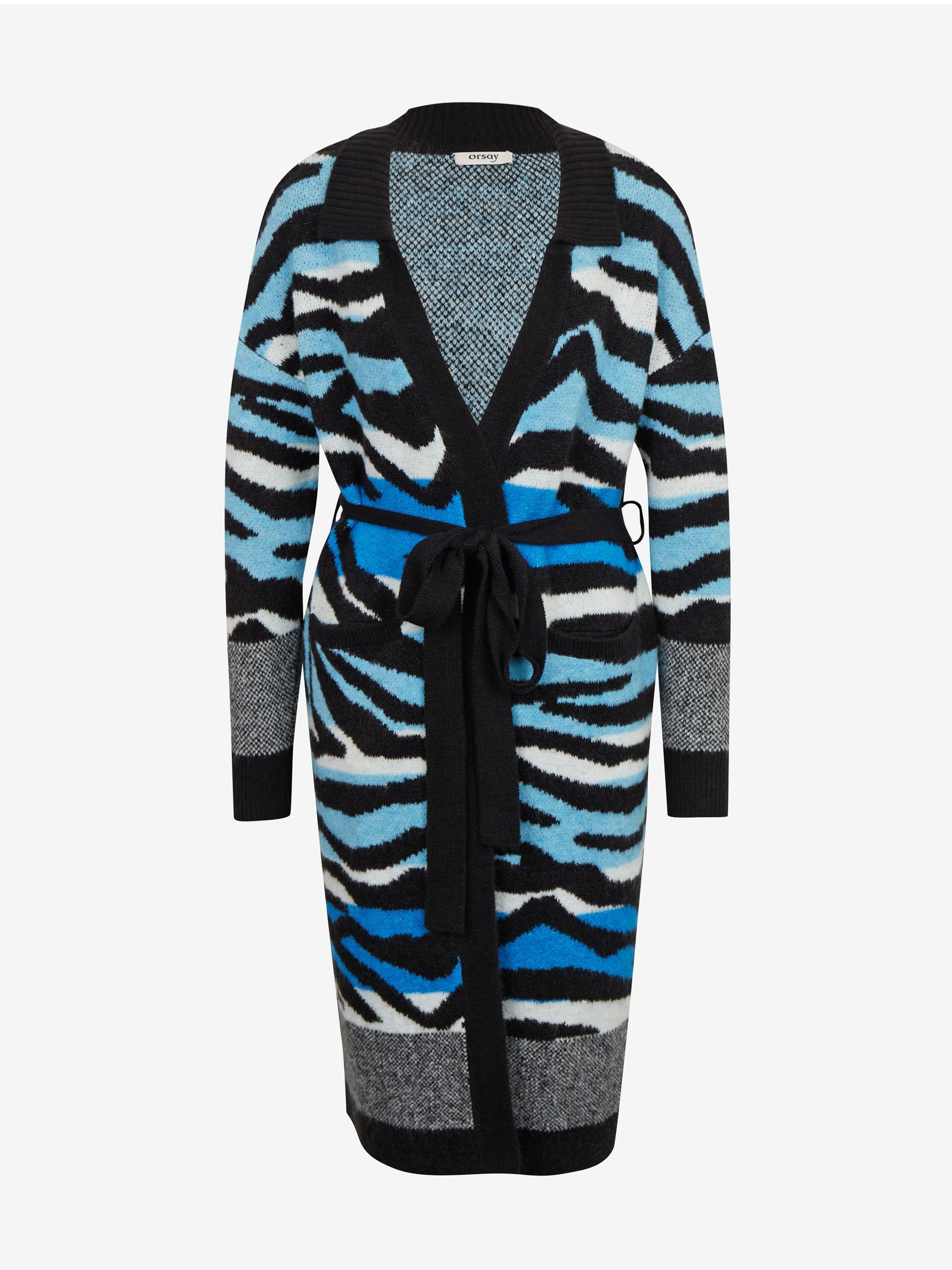 Blau-schwarz gemusterte Damen Strickjacke ORSAY