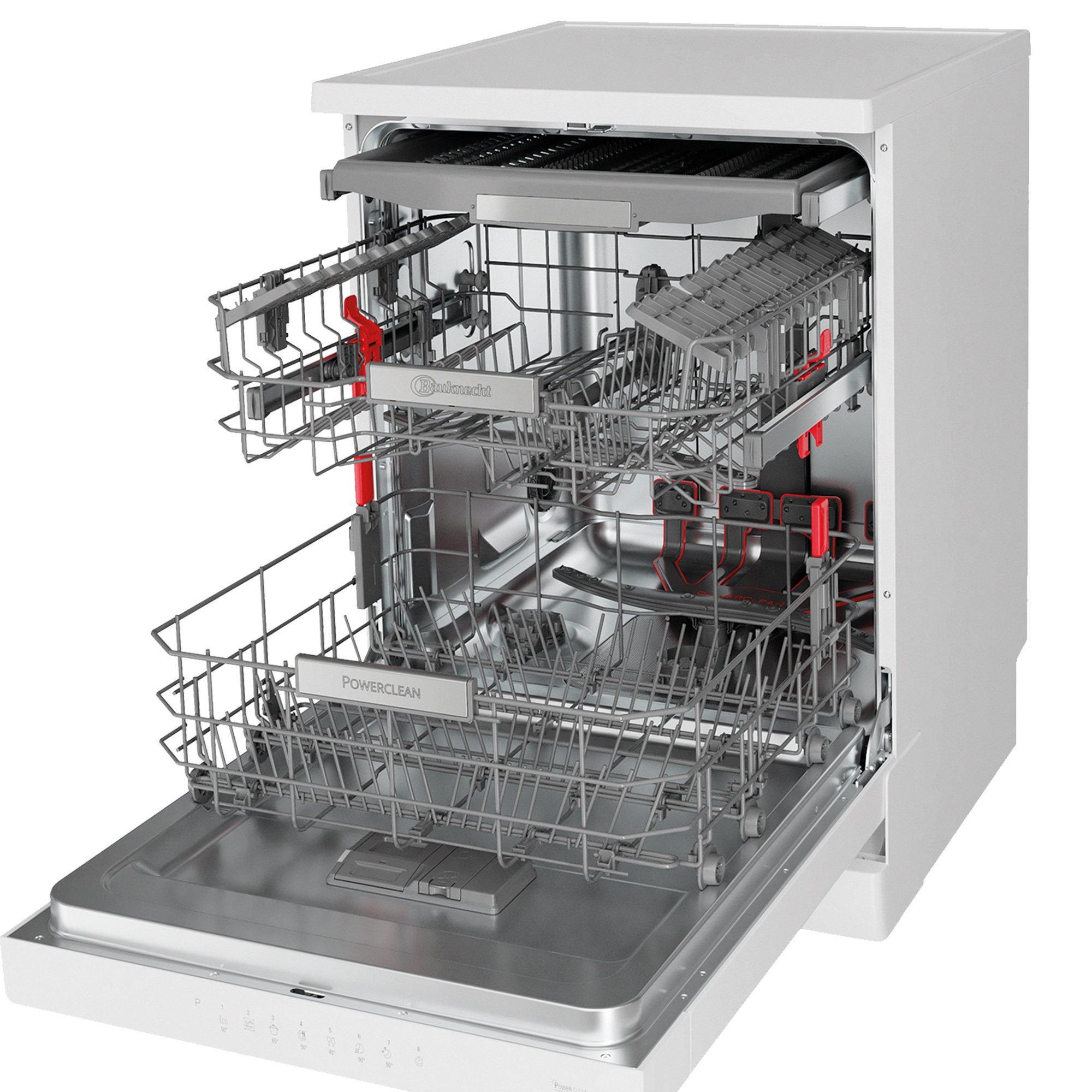 BAUKNECHT Standgeschirrspüler weiss, BFC 3T333 PF, 9,5 l, 14 Maßgedecke, ActiveDry, PowerClean, Vollwasserschutz, Schnelles Spülen & Trocknen