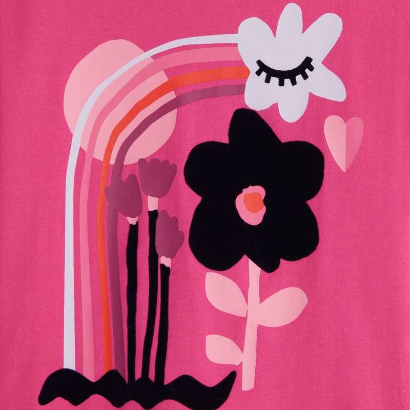 T-shirt fille rose en coton recyclé Catimini