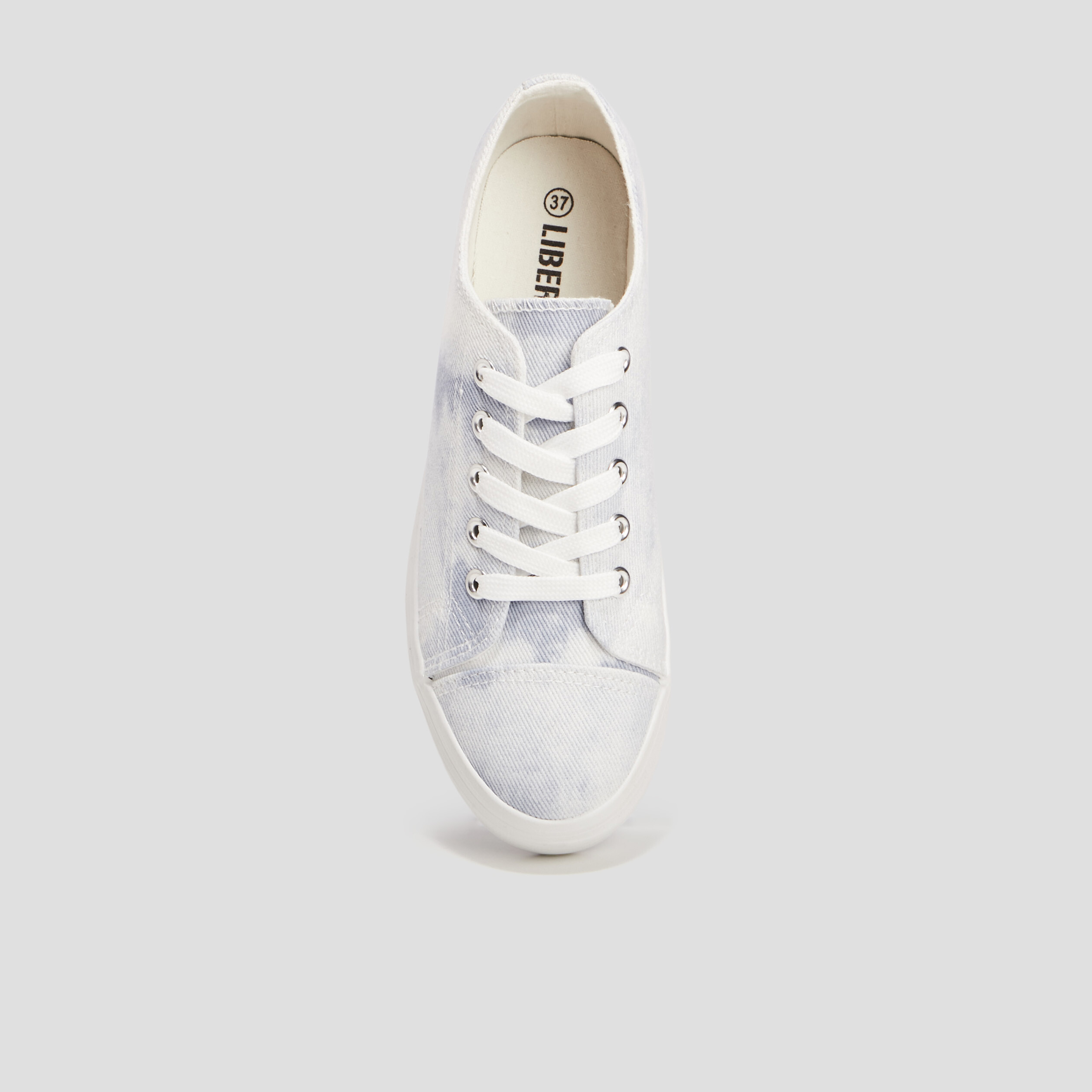Tennis en toile basses à lacets bleu femme | La Halle
