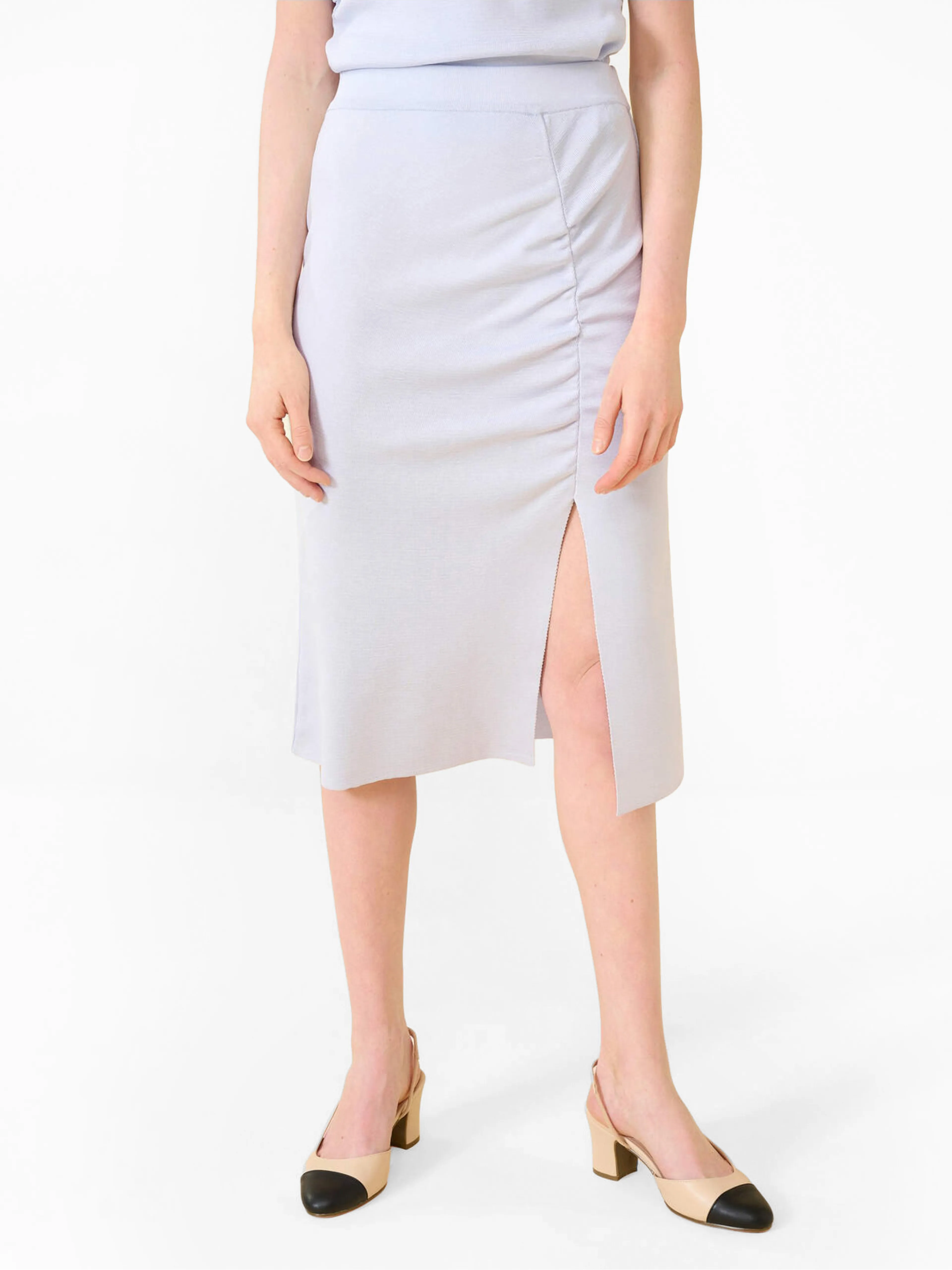 Hellblauer Damen-Bleistiftrock mit Schlitz ORSAY