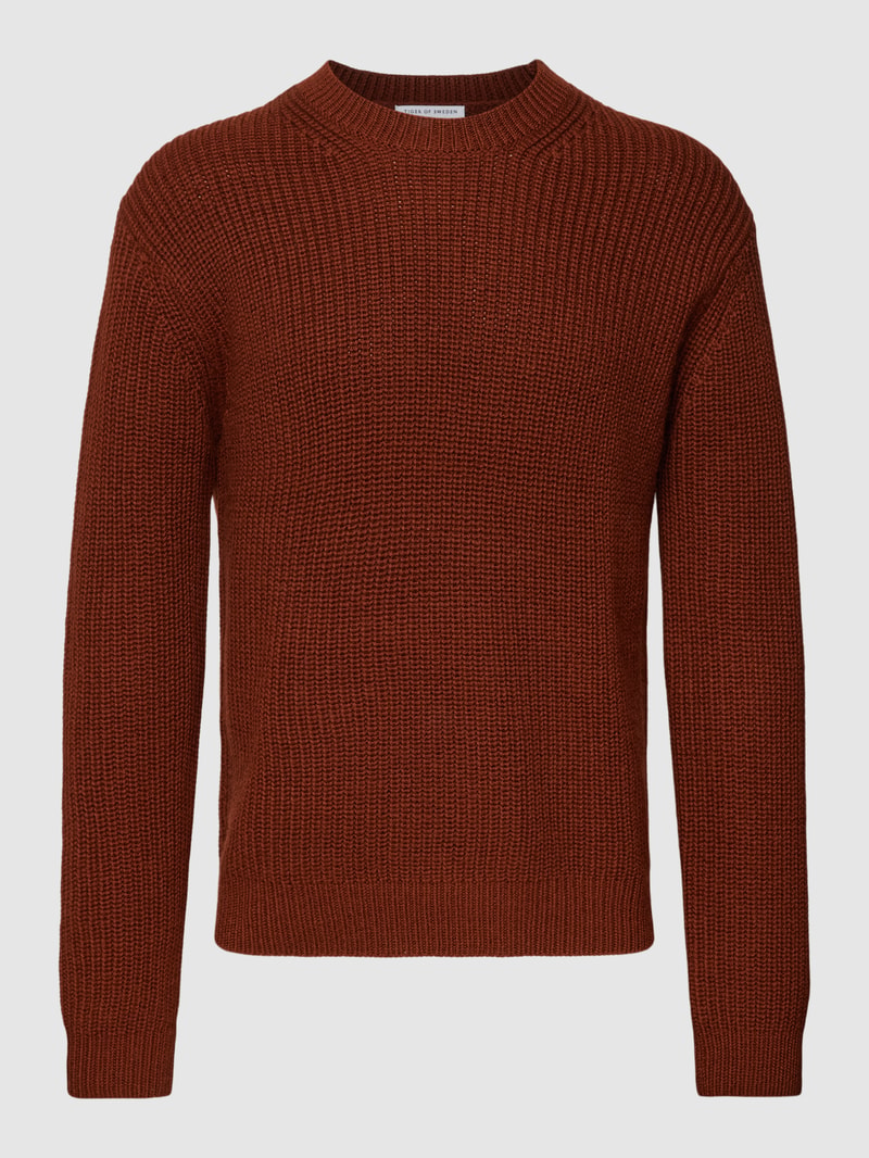 Strickpullover mit Rundhalsausschnitt Modell 'Preston' in rostrot