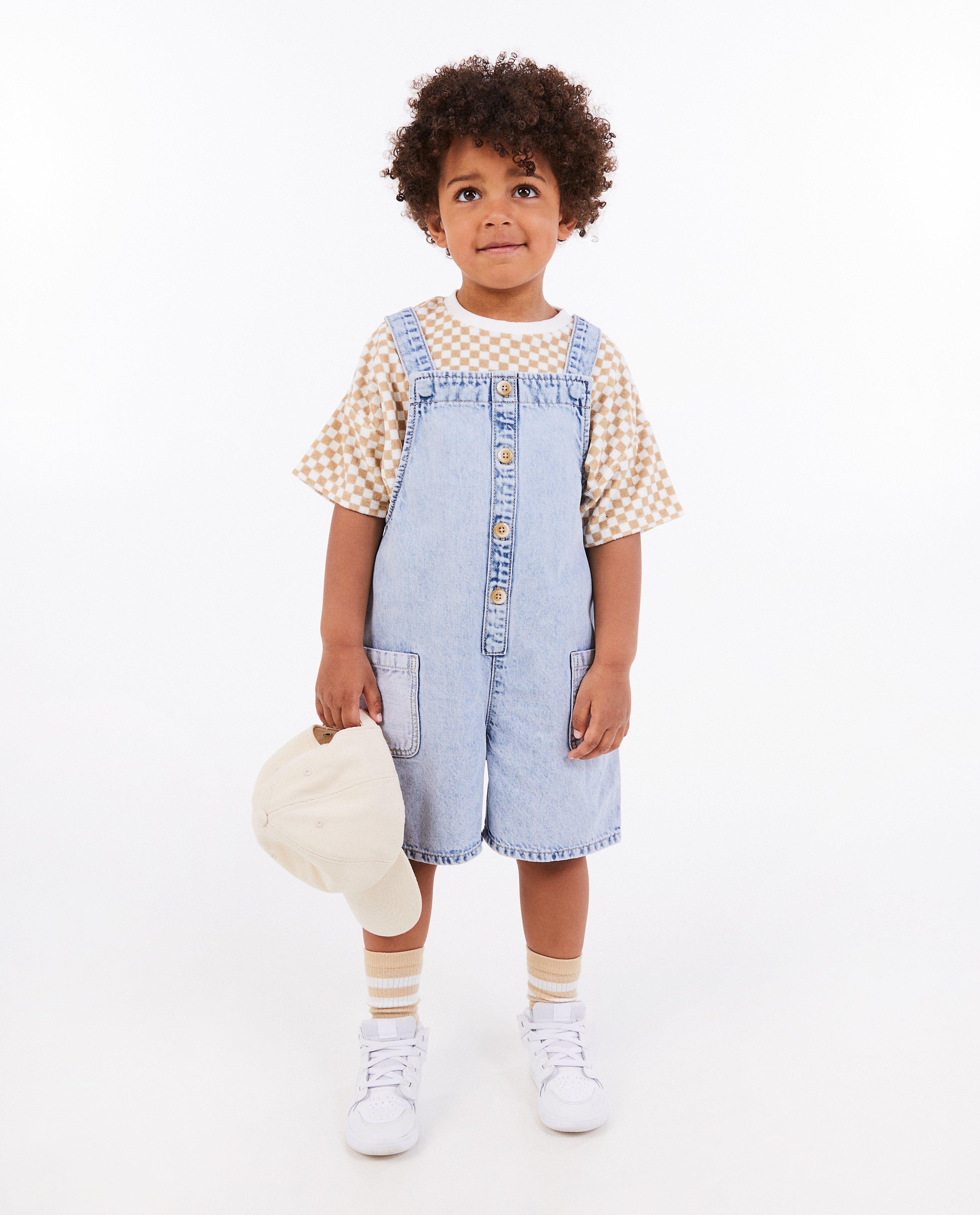 Salopetă unisex din denim Nanja Massy, 3-8 ani, albastru deschis