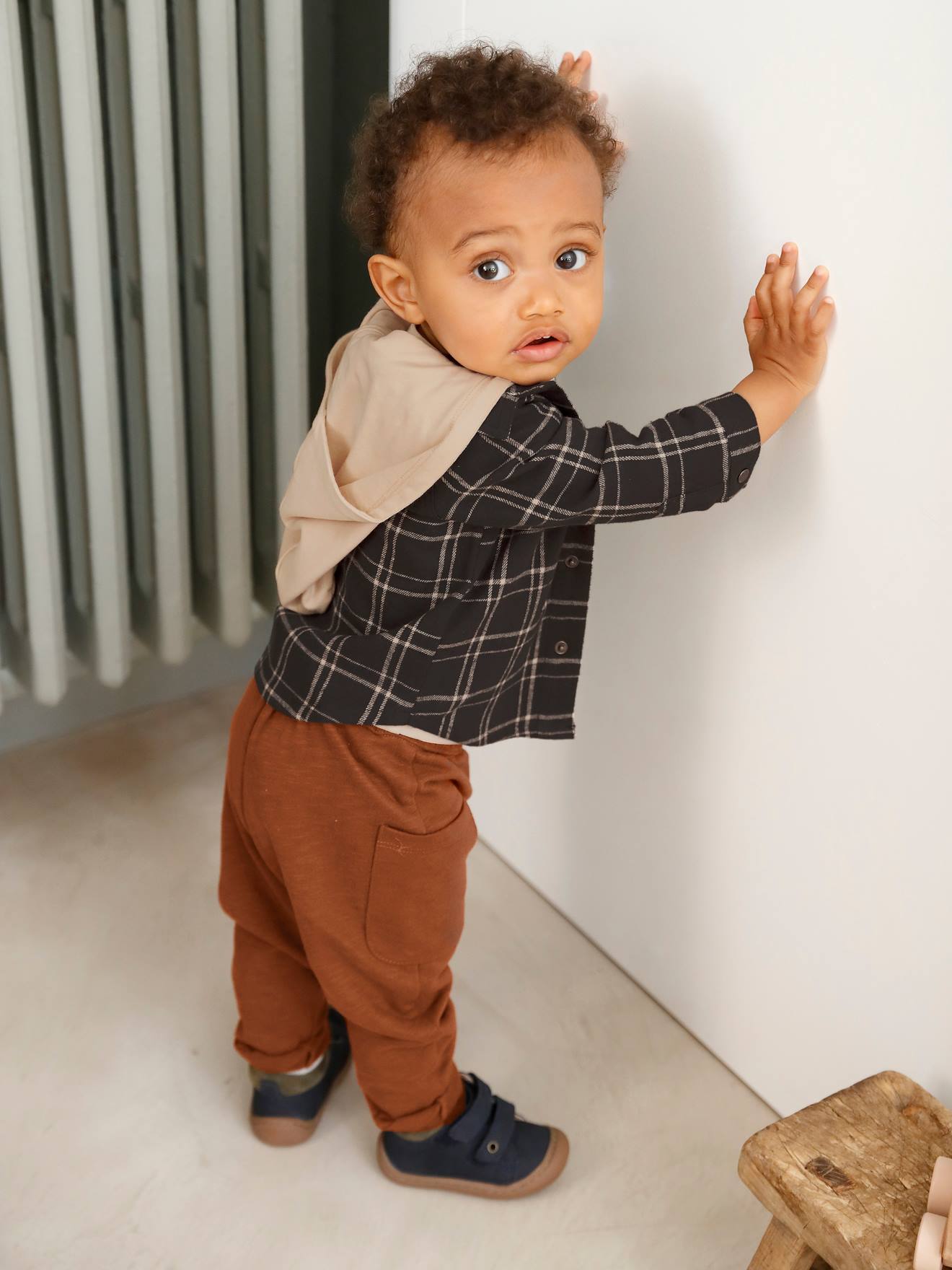 Chemise à carreaux bébé garçon carreaux gris béton