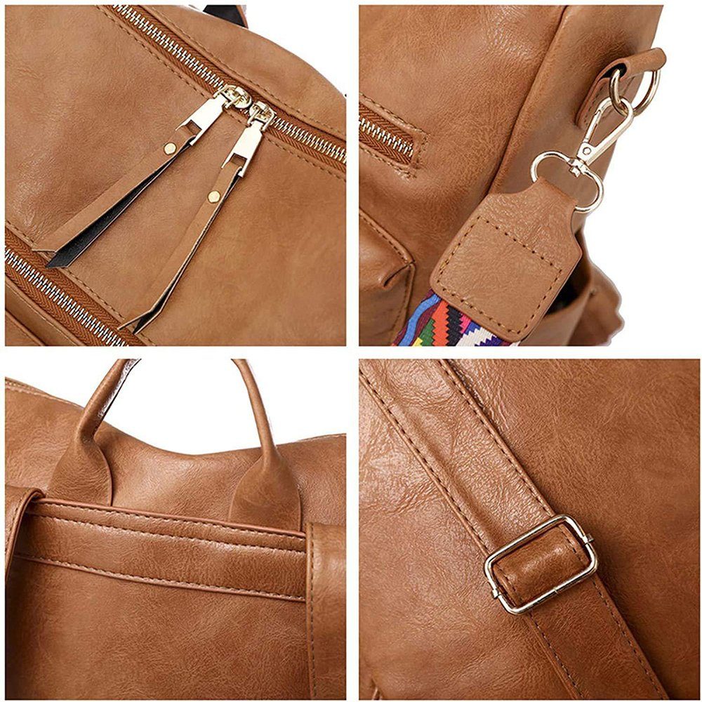 REDOM Rucksack Laptoprucksack Schulrucksack Lederrucksack Reiserucksack Leder (33x36x15 cm, Vintage, Schultertasche, Notebook Laptop Tasche, Uni Rucksack), für Herren Damen Jungen Teenager Freizeit Arbeit Business Reisen