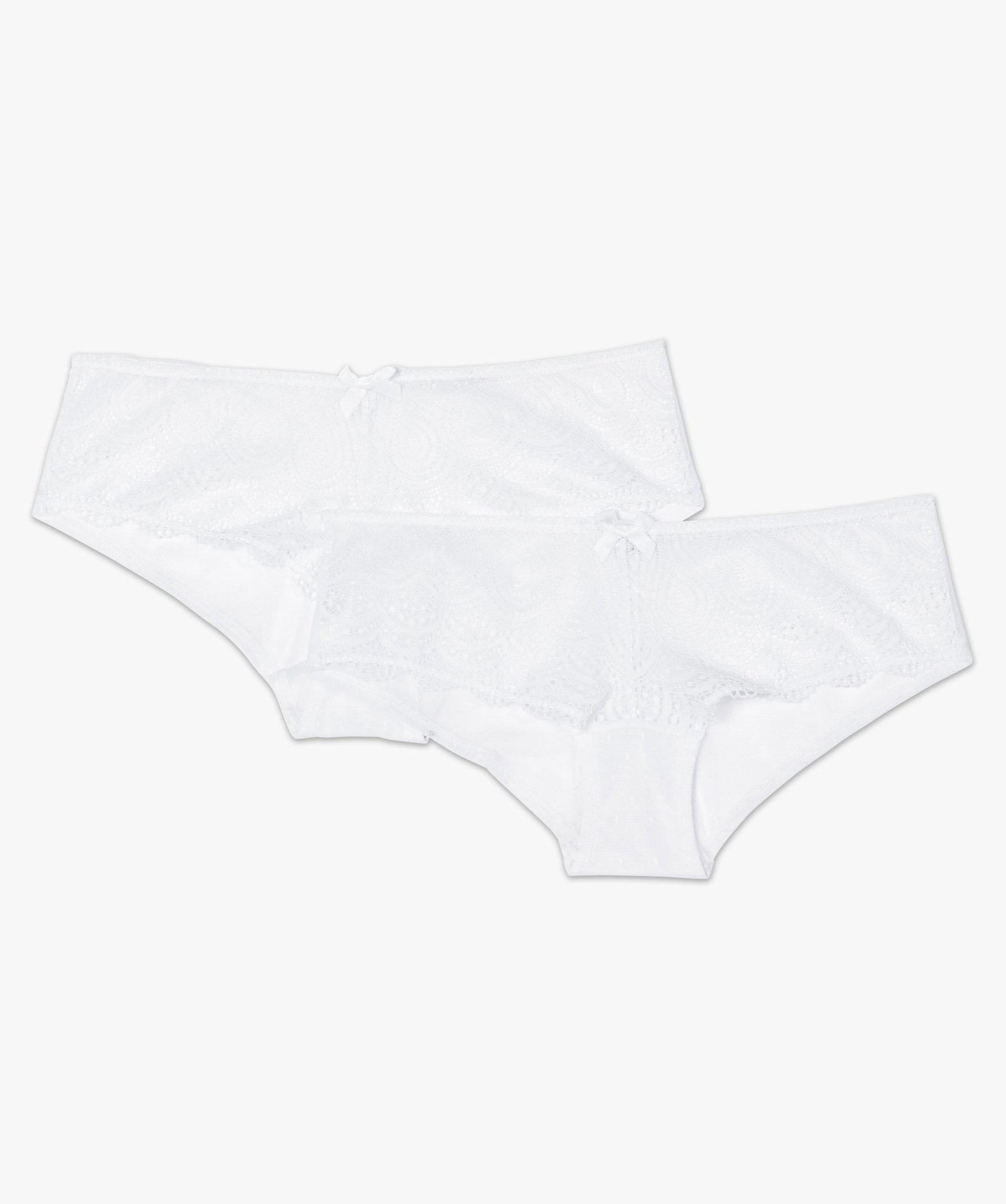 Shorty en dentelle et tulle femme (lot de 2) blanc | GEMO