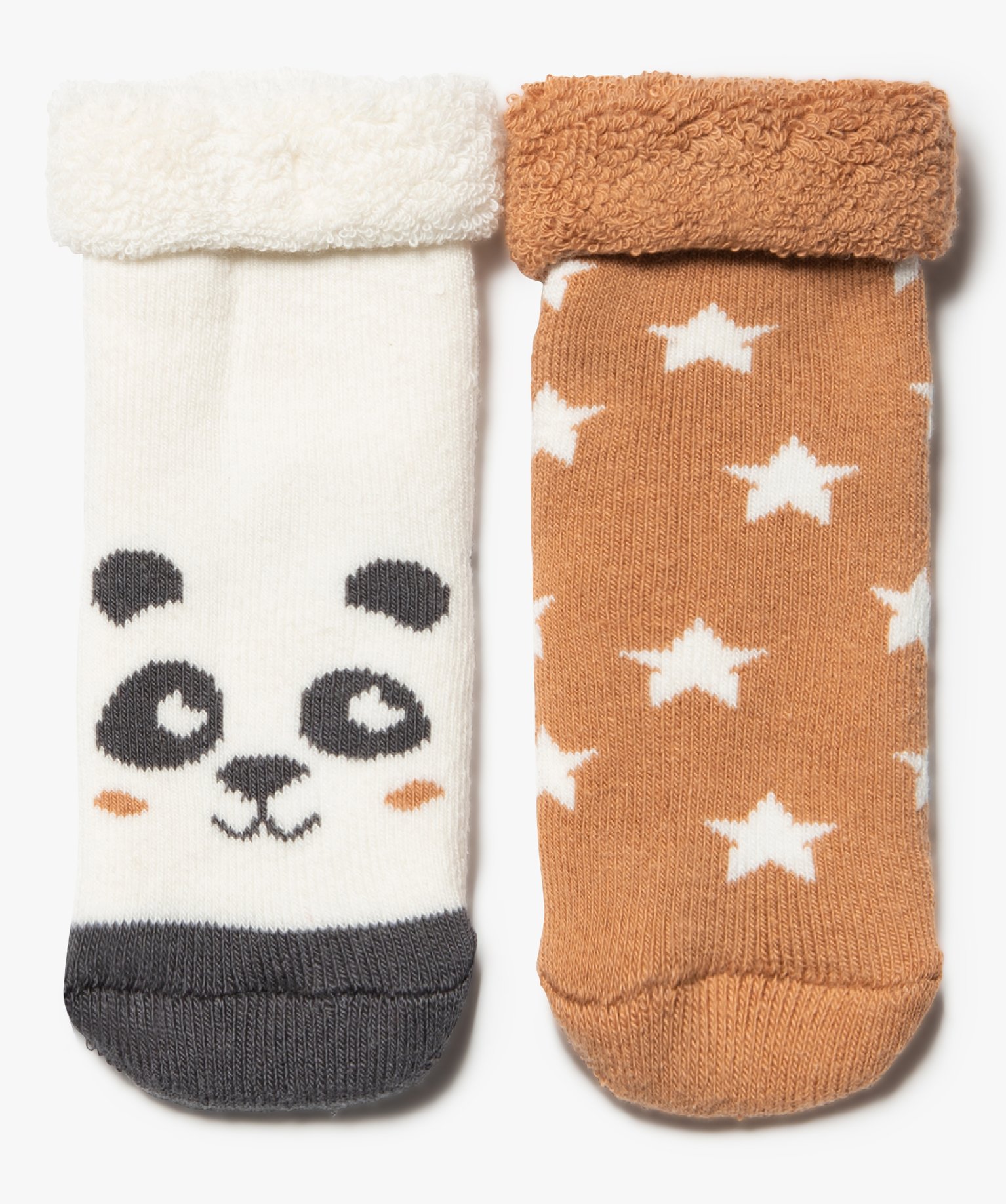 Chaussettes bébé en maille bouclette (lot de 2) ecru | GEMO