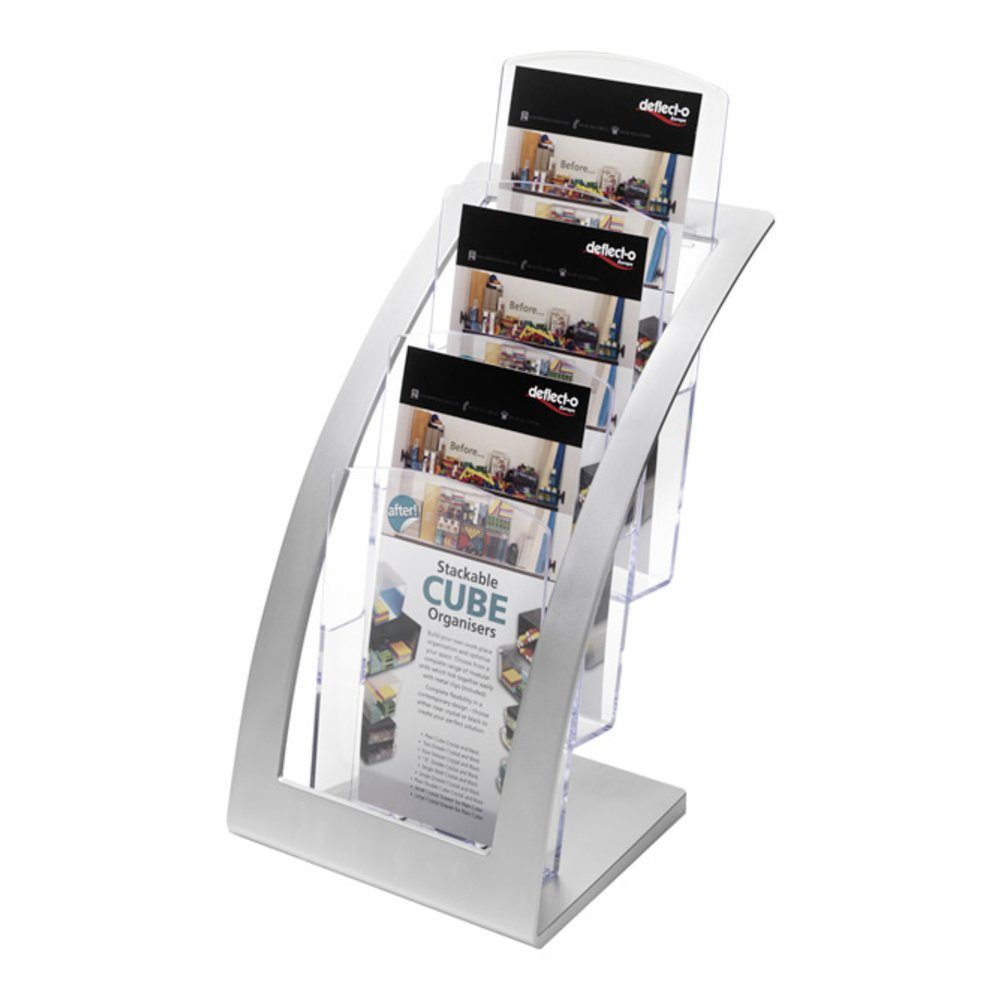 Deflecto Zeitungsständer Deflecto Contemporary 693645 Prospekthalter Silber, Transparent DIN A4