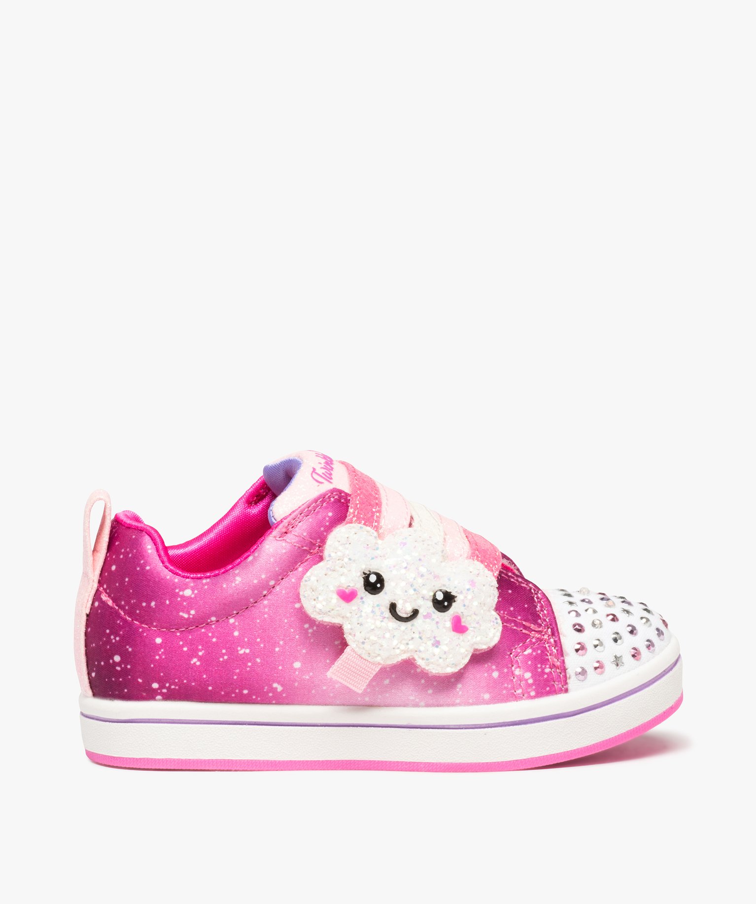 Bakets fille pailletées et lumineuses à scratch - Skechers rose | GEMO