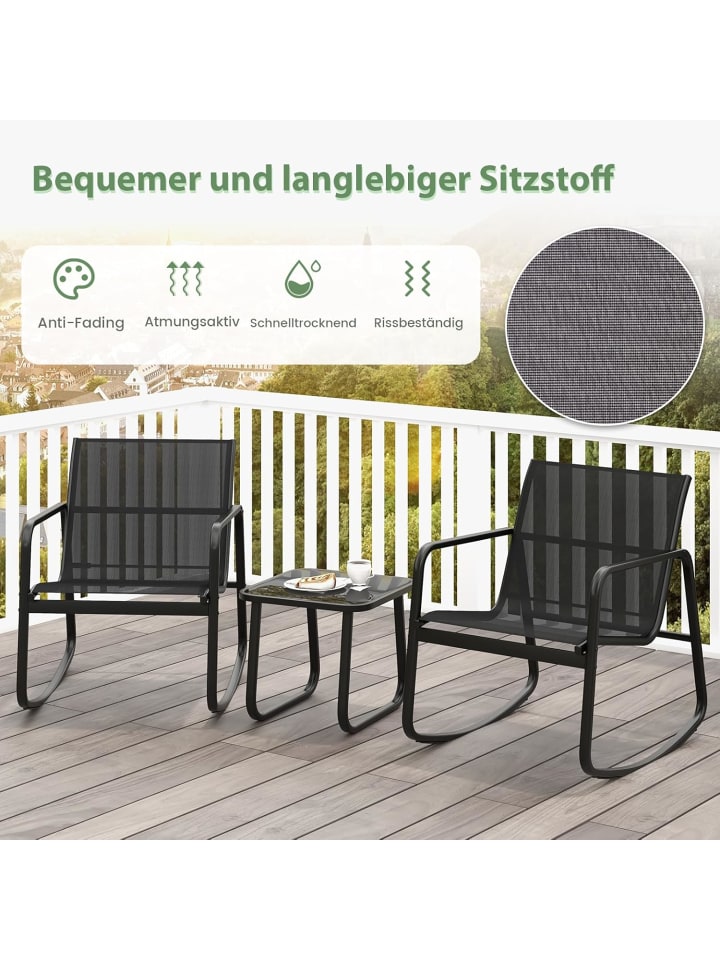 COSTWAY 3tlg. Gartenmöbel Set in Schwarz günstig kaufen onesize
