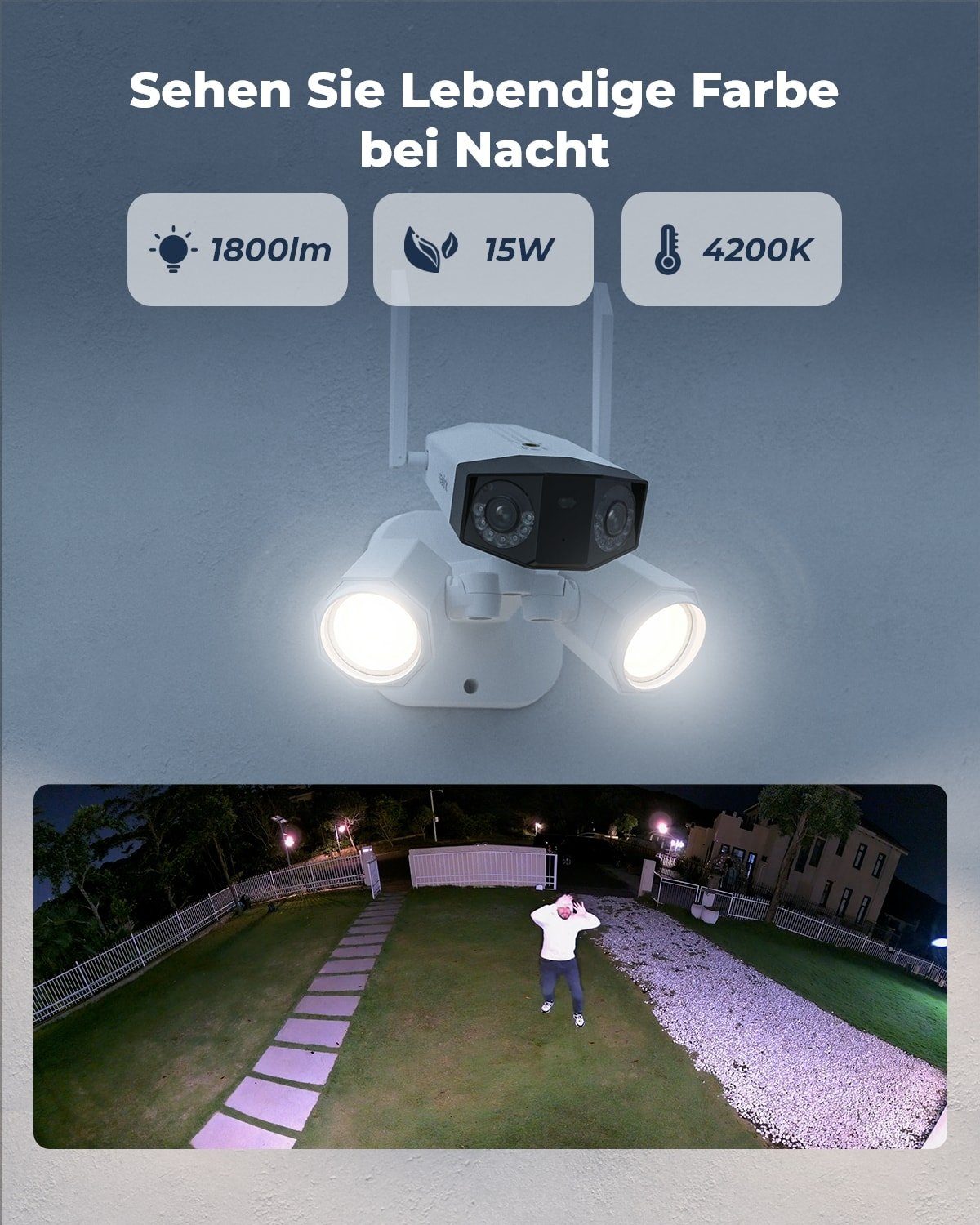 Reolink 8MP UHD Duo-Serie Floodlight WLAN Überwachungskamera (Außenbereich, Dual-Objektiv, 180° Panorama-Weitwinkel, 5 GHz/2,4 GHz)