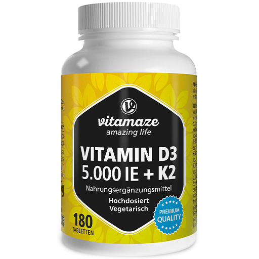 VITAMIN D3 K2 5000 I.E./100 µg hochdosiert Tabl.  180 St  Tabletten