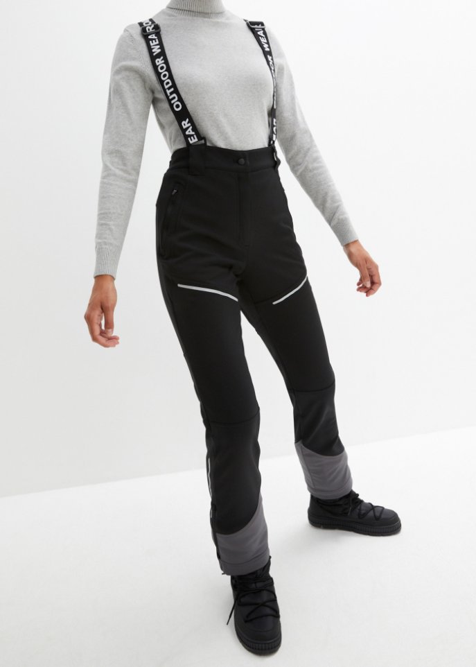 Wasserabweisende Funktionshose aus Softshell mit Stretch, gerade geschnitten