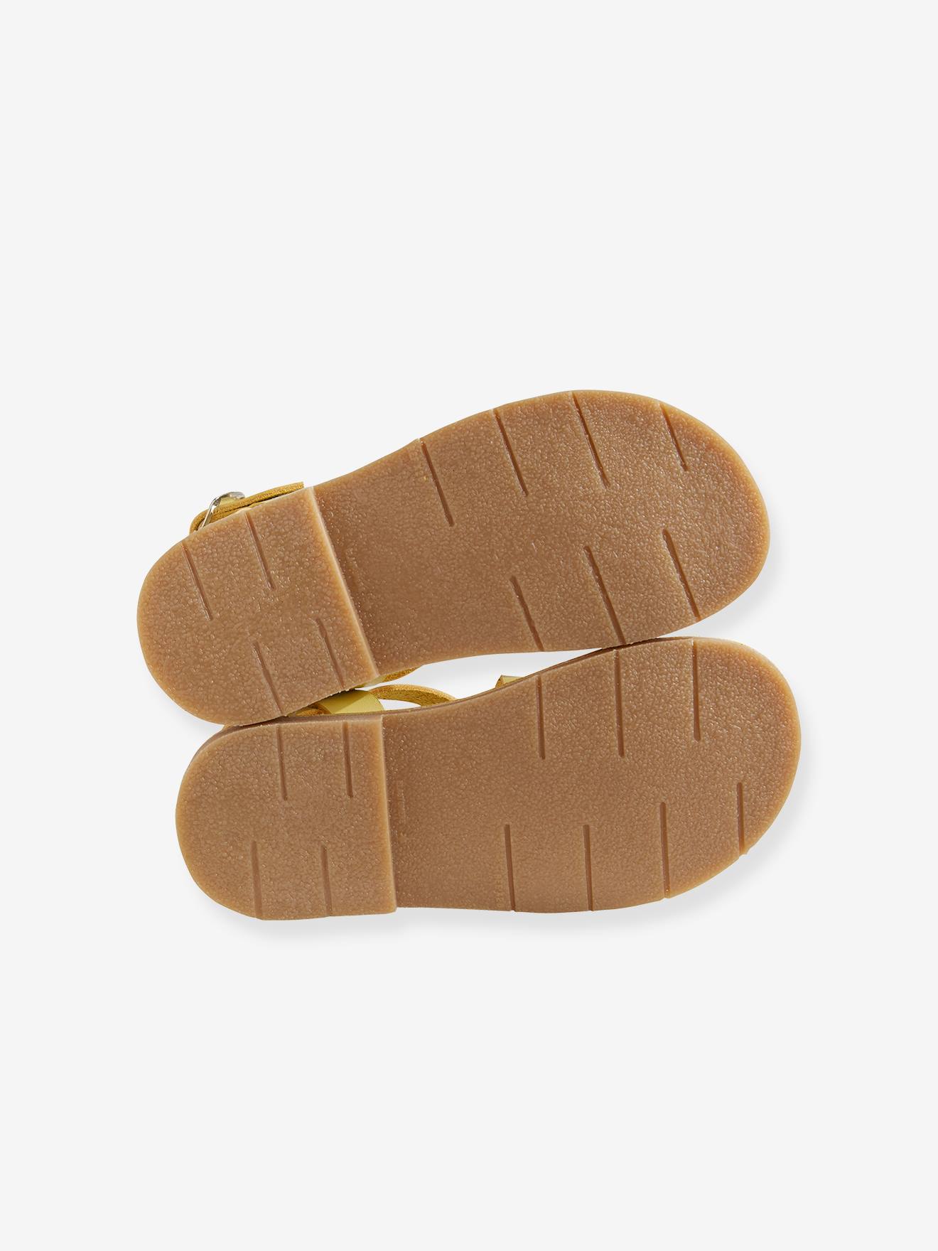 Sandales cuir tannage végétal fille jaune