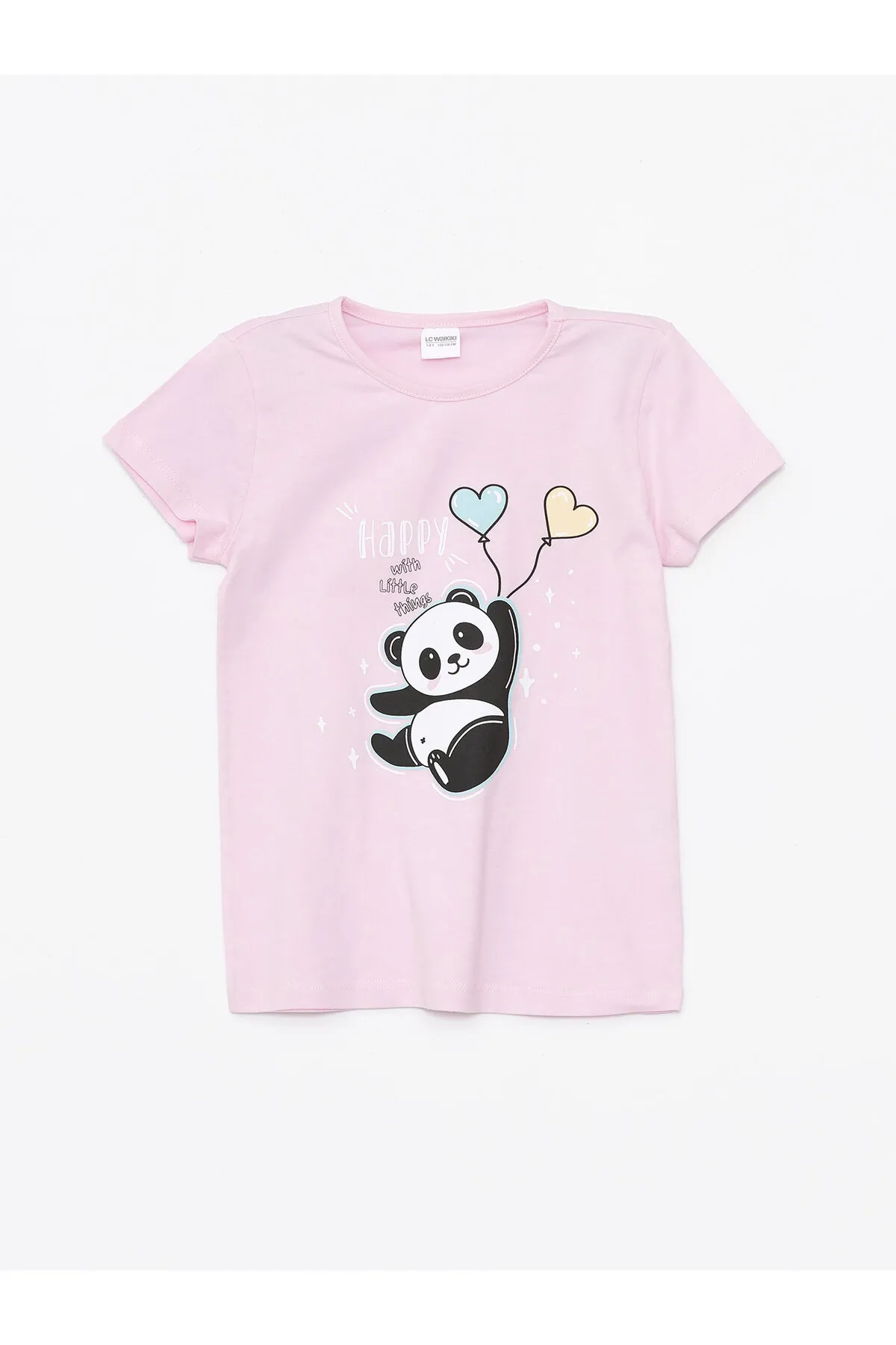 LC Waikiki  Bedrucktes Kurzarm-Pyjama-Set für Mädchen mit Rundhalsausschnitt