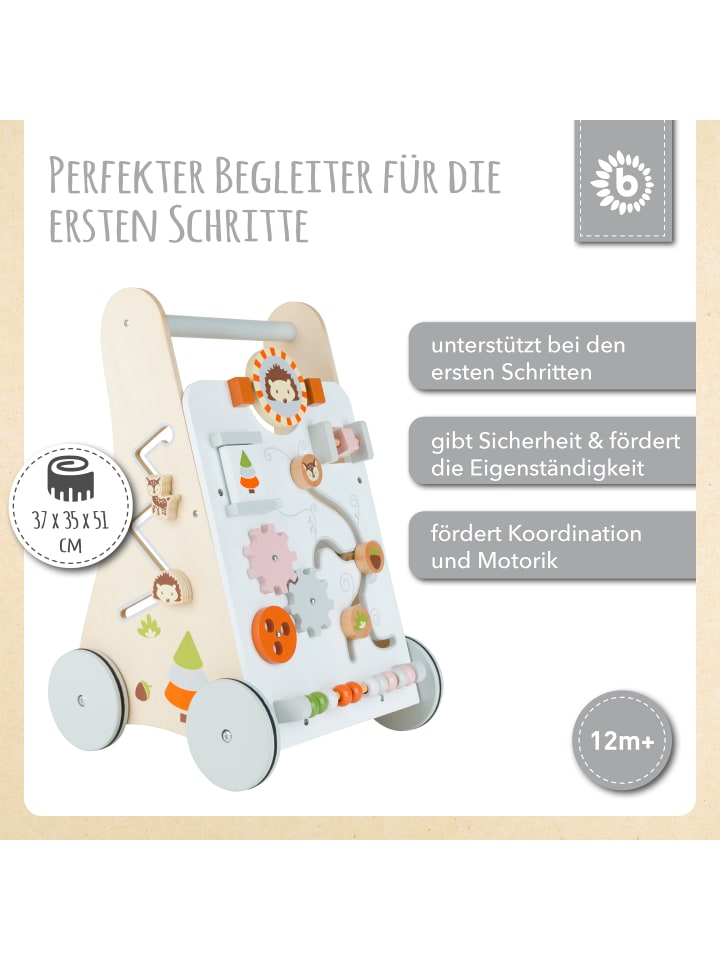 Bieco Spielwaren Lauflernwagen Holz mit Aktivitäten in Weiß günstig kaufen onesize