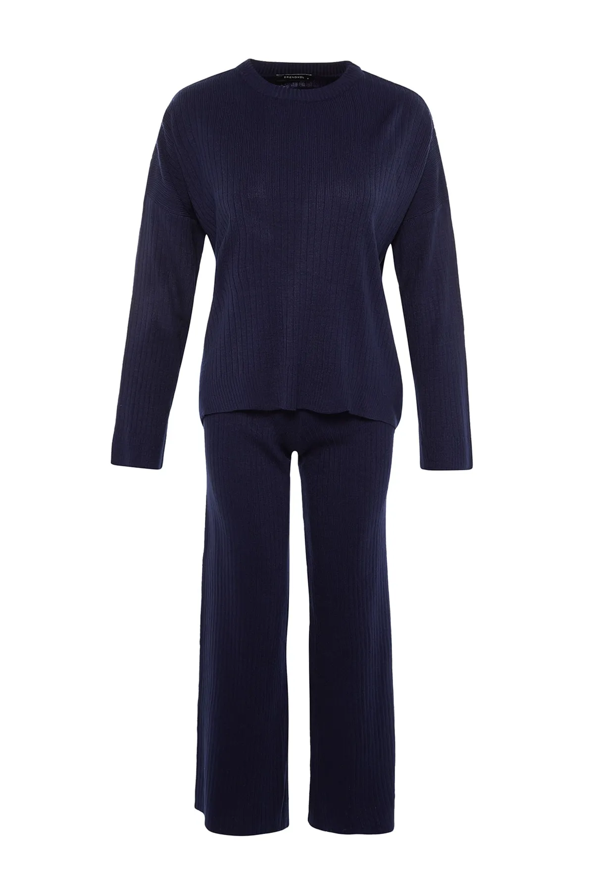 Trendyol Collection  Marineblaues Strickoberteil und -unterteil-Set mit Rundhalsausschnitt TWOSS20AU0084