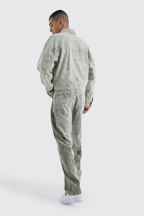 Kastige Cord-Jacke mit Acid-Waschung