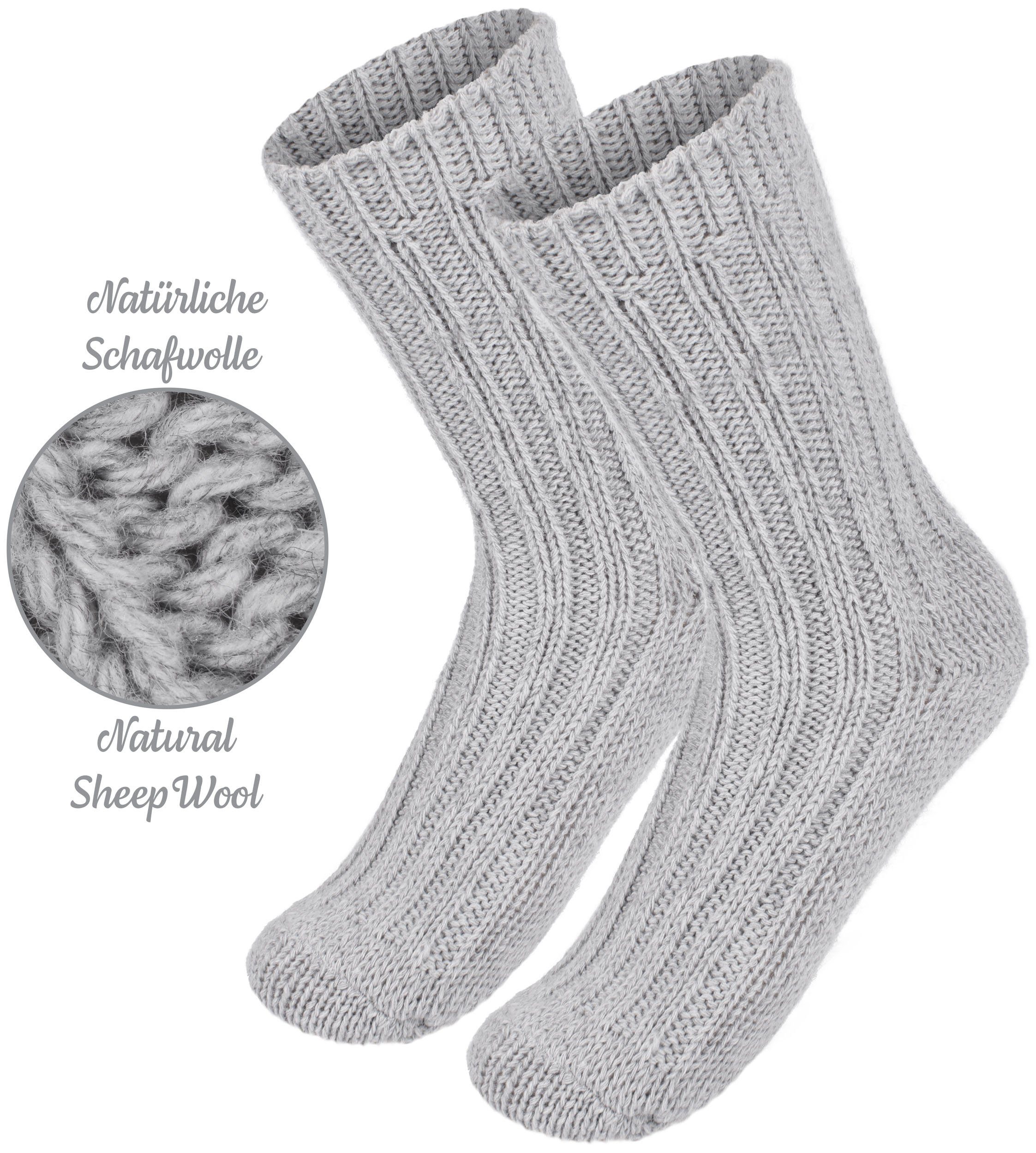 BRUBAKER Socken Kinder Wollsocken - Warme Wintersocken für Jungen und Mädchen (4-Paar, 4er-Pack) Flauschiges Socken Set mit Schafwolle - Winter Kindersocken