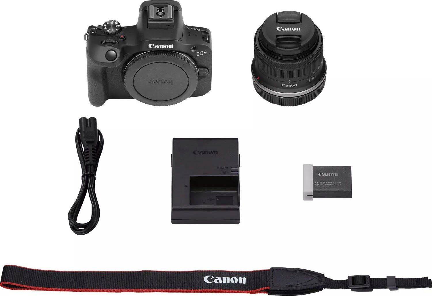 Canon EOS R100 + RF-S 18-45mm F4.5-6.3 IS STM Kit Systemkamera (RF-S 18-45mm F4.5-6.3 IS STM, 24,1 MP, Bluetooth, WLAN)