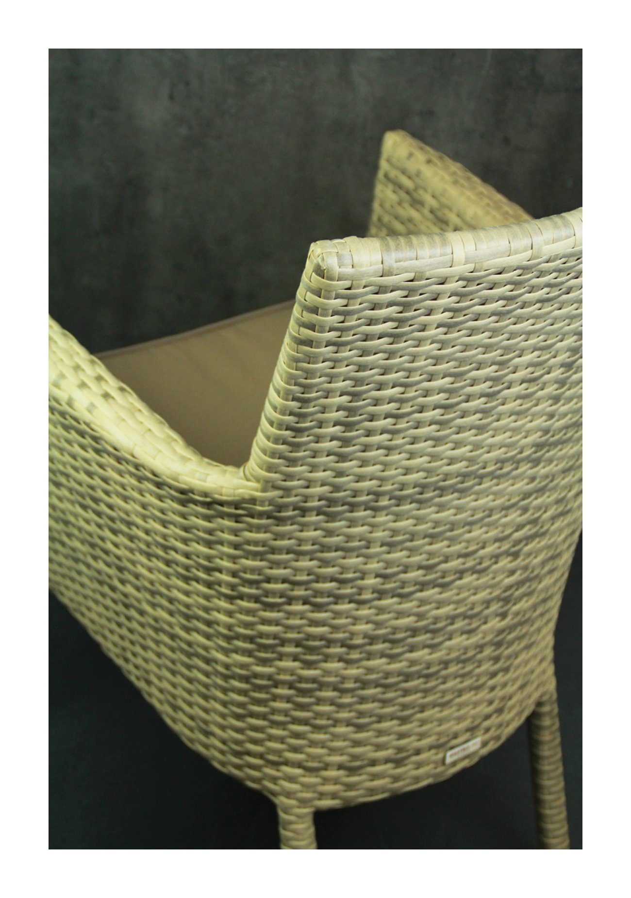 Konway Stapelstuhl MILANO (4 St), 4x KONWAY® MILANO Stapelsessel Elfenbein + Kissen Polyrattan Sessel